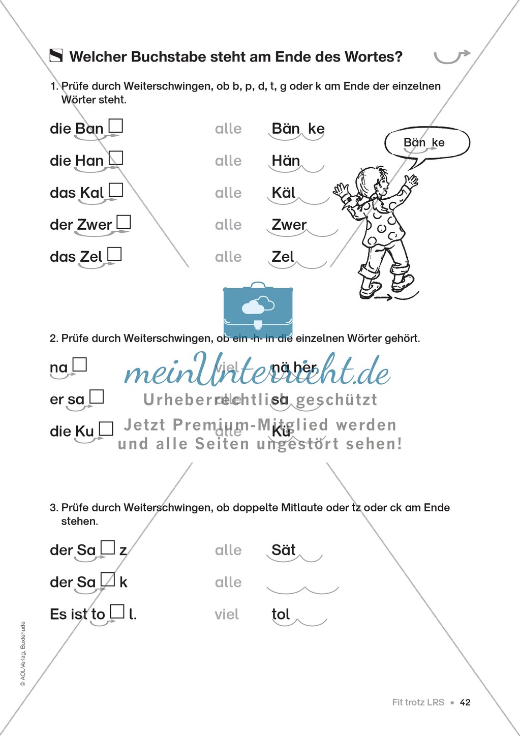 Übungen für Kinder mit LRS: Strategien für Rechtschreibübungen - Silbenschwingen, Verlängerungswörter, Merkwörter und Ableiten Preview 34