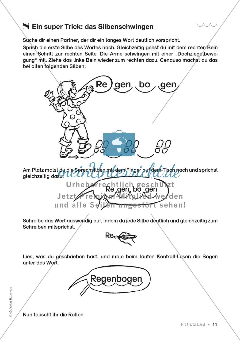 Übungen für Kinder mit LRS: Strategien für Rechtschreibübungen - Silbenschwingen, Verlängerungswörter, Merkwörter und Ableiten Preview 3
