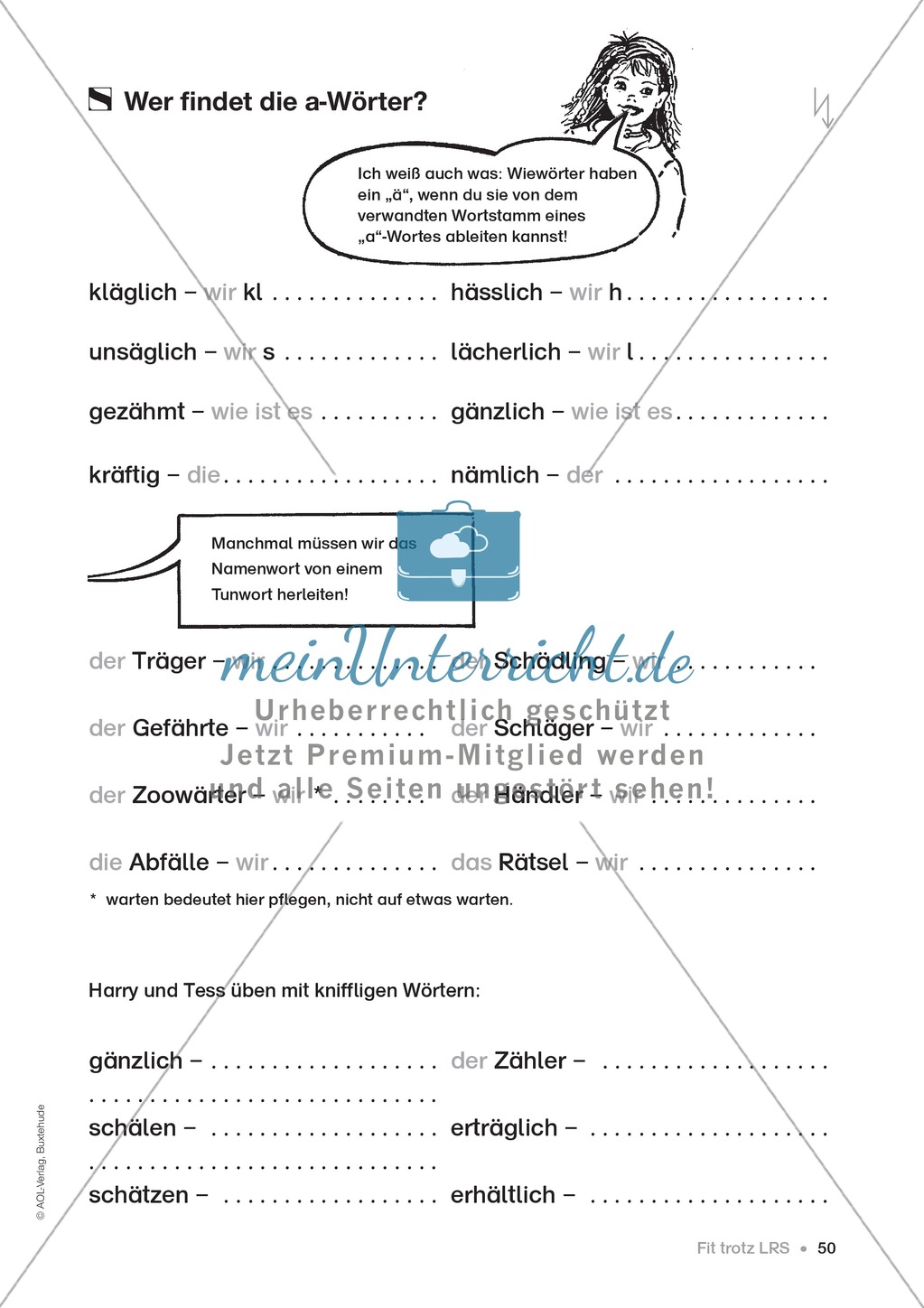 Übungen für Kinder mit LRS: Strategien für Rechtschreibübungen - Silbenschwingen, Verlängerungswörter, Merkwörter und Ableiten Preview 42