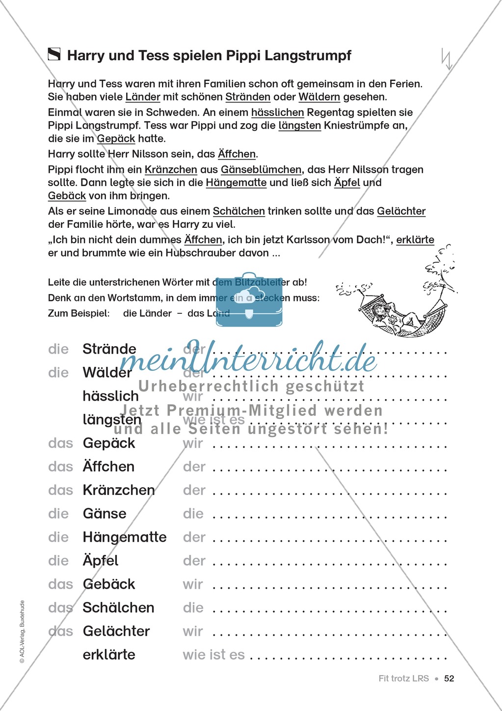 Übungen für Kinder mit LRS: Strategien für Rechtschreibübungen - Silbenschwingen, Verlängerungswörter, Merkwörter und Ableiten Preview 44
