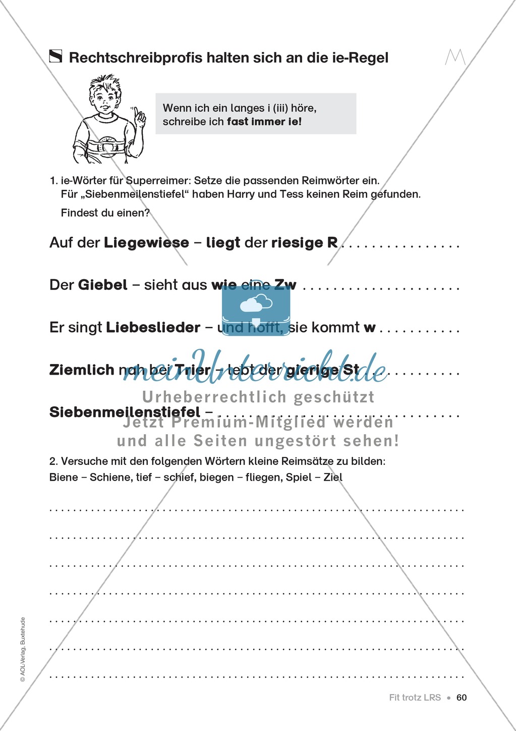 Übungen für Kinder mit LRS: Strategien für Rechtschreibübungen - Silbenschwingen, Verlängerungswörter, Merkwörter und Ableiten Preview 52