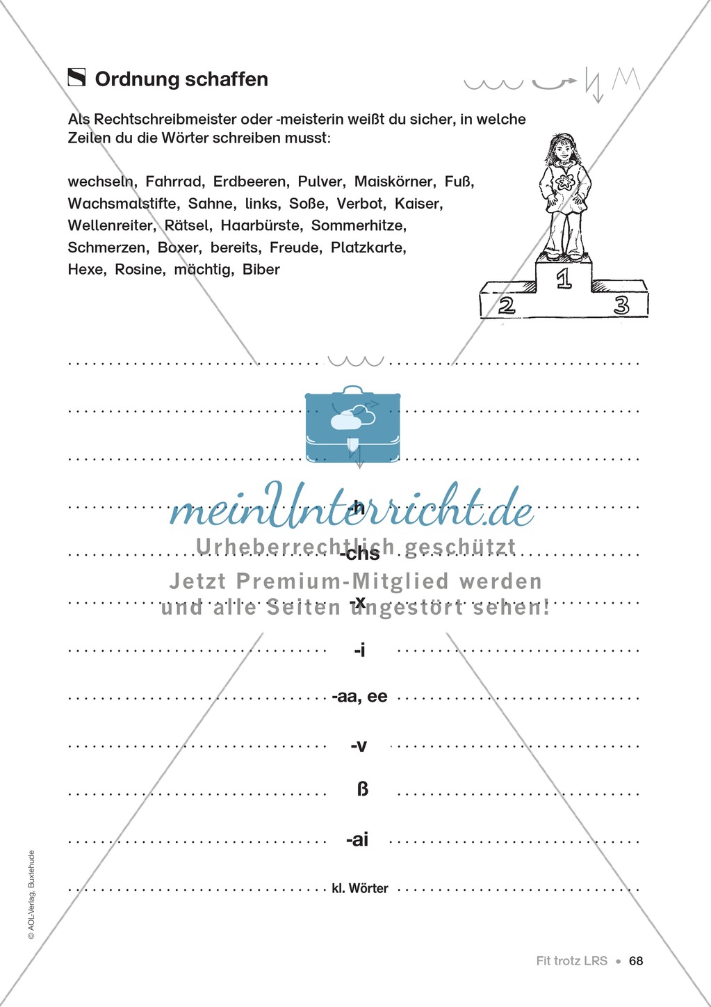 Übungen für Kinder mit LRS: Strategien für Rechtschreibübungen - Silbenschwingen, Verlängerungswörter, Merkwörter und Ableiten Preview 60