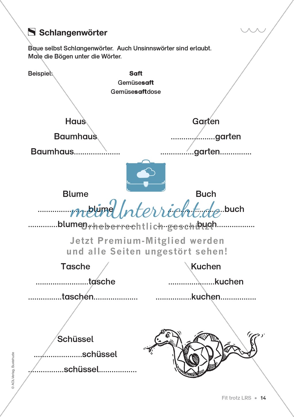 Übungen für Kinder mit LRS: Strategien für Rechtschreibübungen - Silbenschwingen, Verlängerungswörter, Merkwörter und Ableiten Preview 6