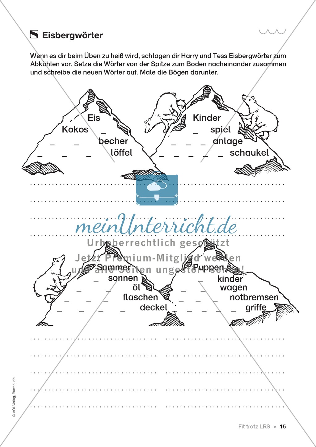 Übungen für Kinder mit LRS: Strategien für Rechtschreibübungen - Silbenschwingen, Verlängerungswörter, Merkwörter und Ableiten Preview 7