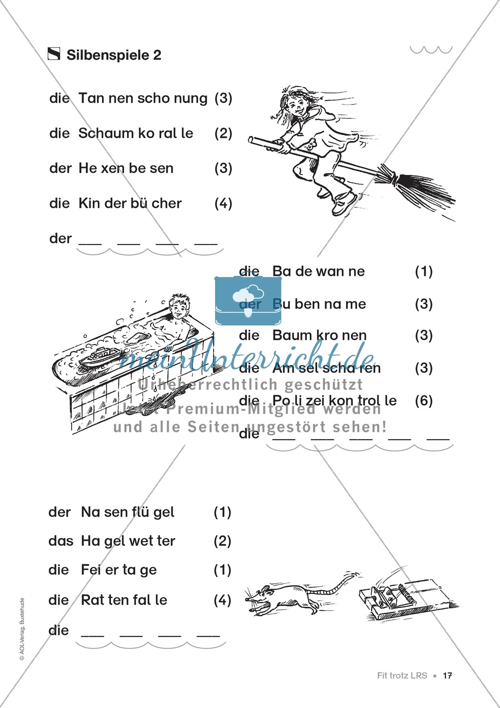 Übungen für Kinder mit LRS: Strategien für Rechtschreibübungen - Silbenschwingen, Verlängerungswörter, Merkwörter und Ableiten Preview 9