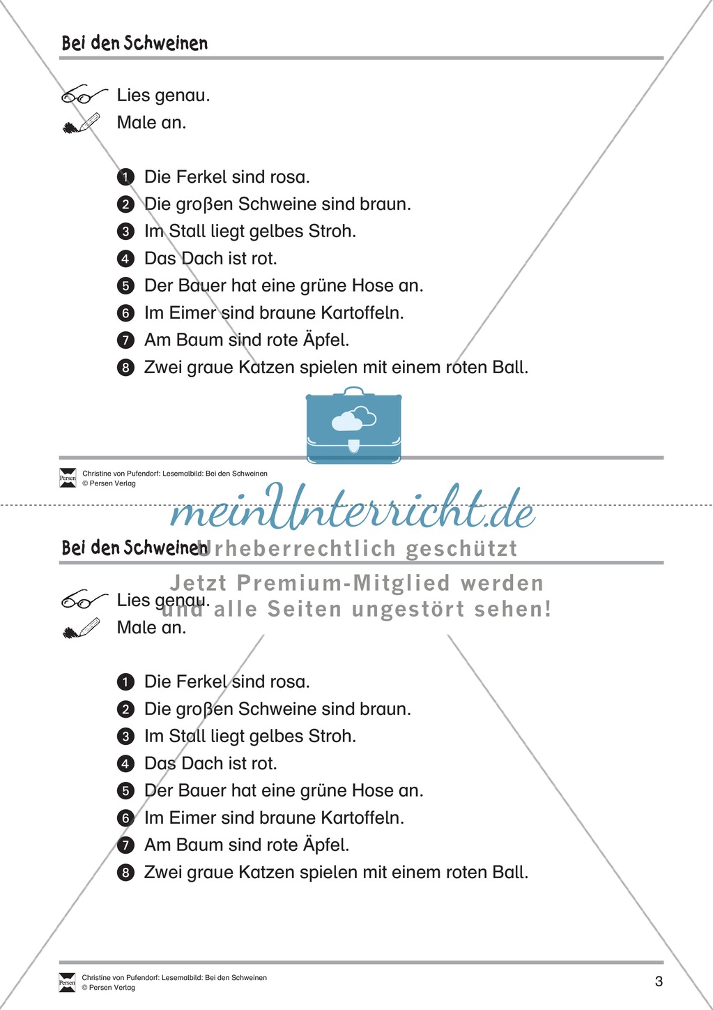 Sinnentnehmendes Lebes üben: Lesemalbild