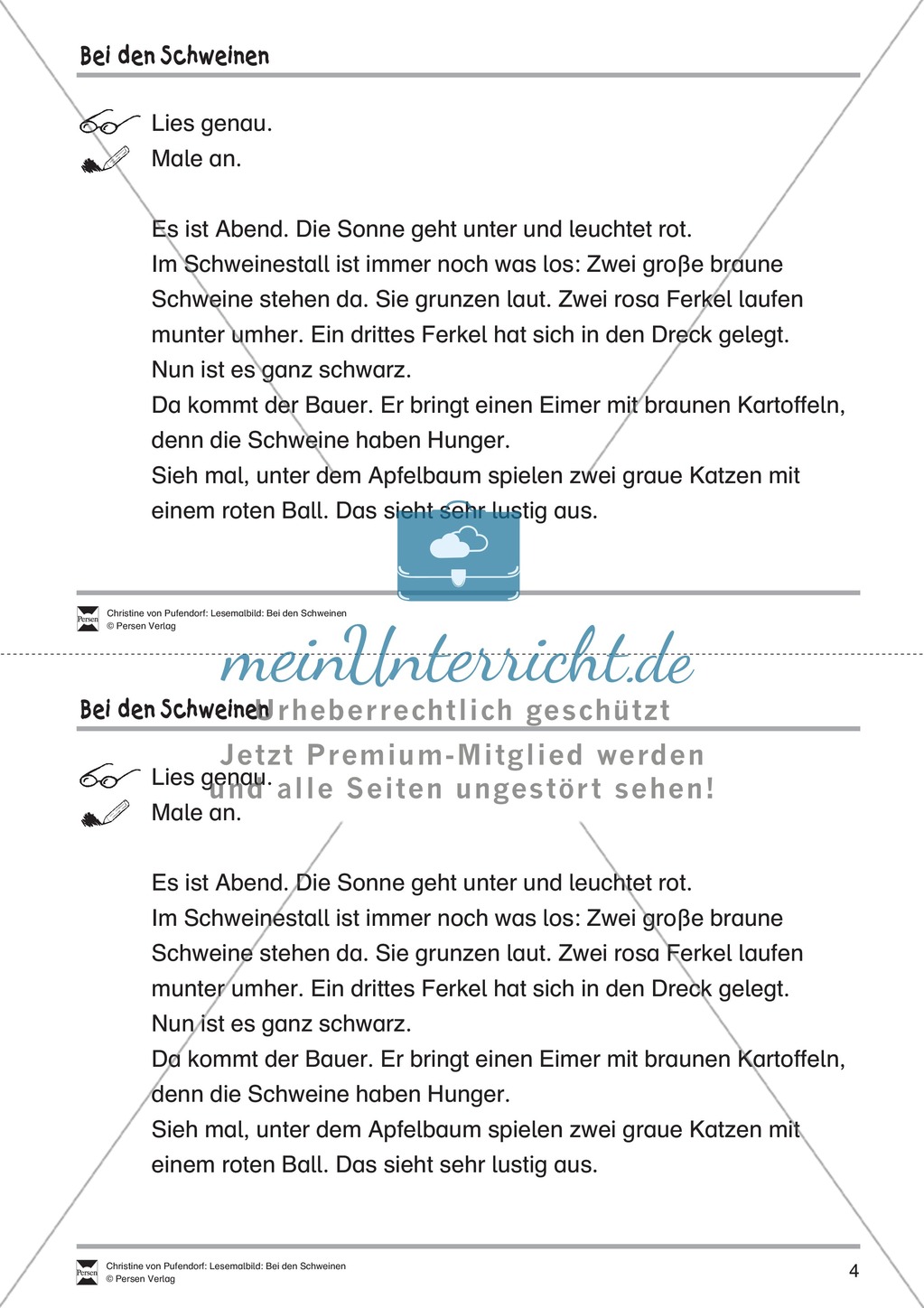 Sinnentnehmendes Lebes üben: Lesemalbild