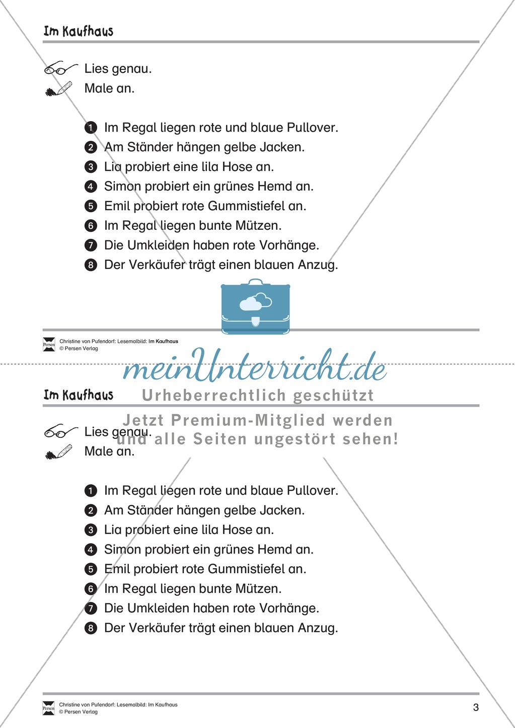 Sinnentnehmendes Lesen üben: Lesemalbild