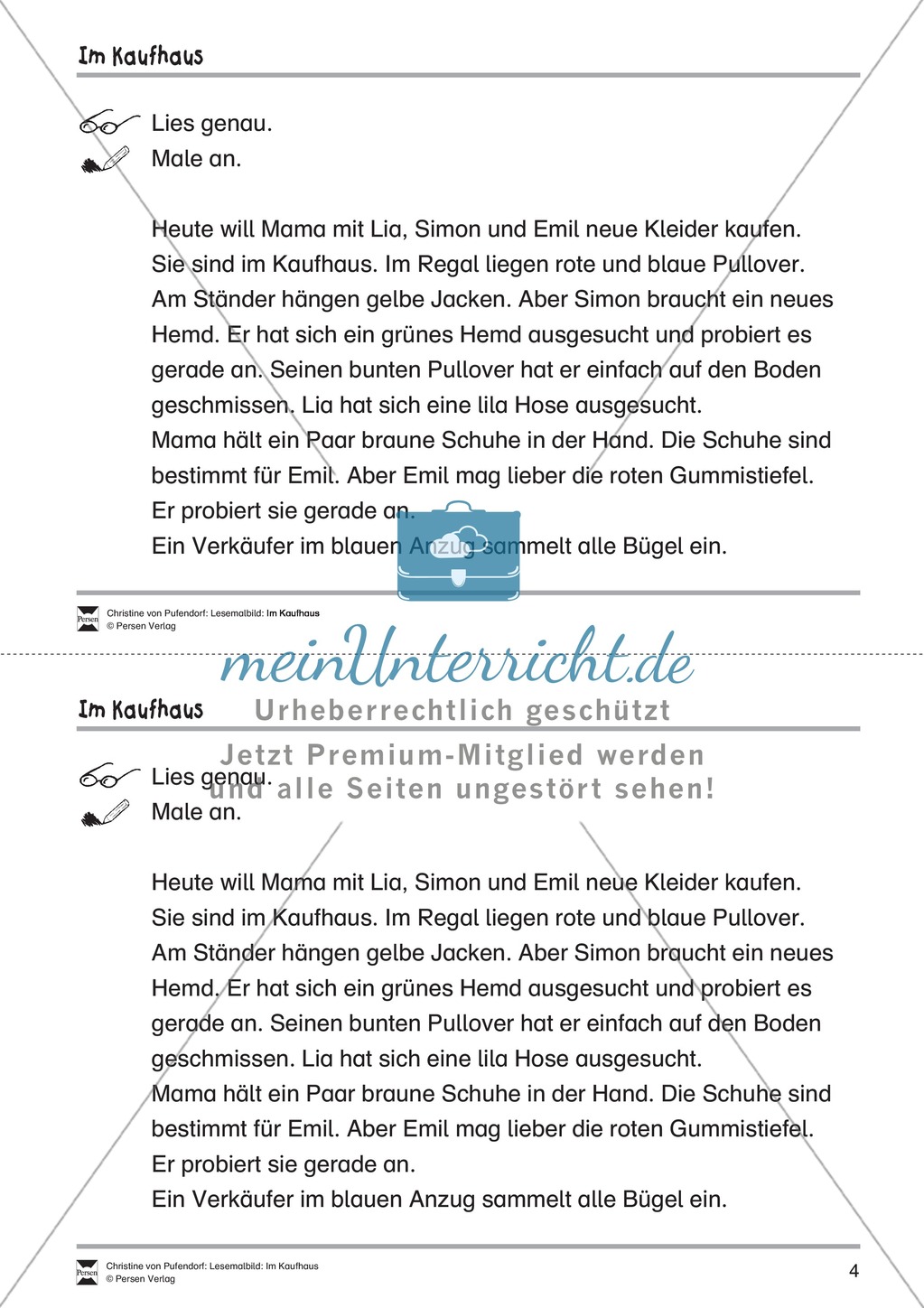 Sinnentnehmendes Lesen üben: Lesemalbild