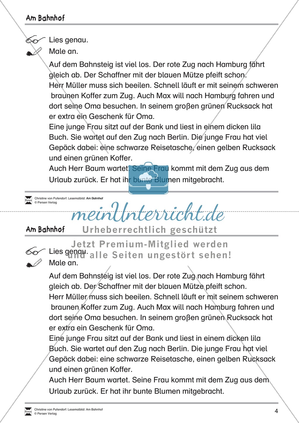 Sinnentnehmendes Lesen üben: Lesemalbild