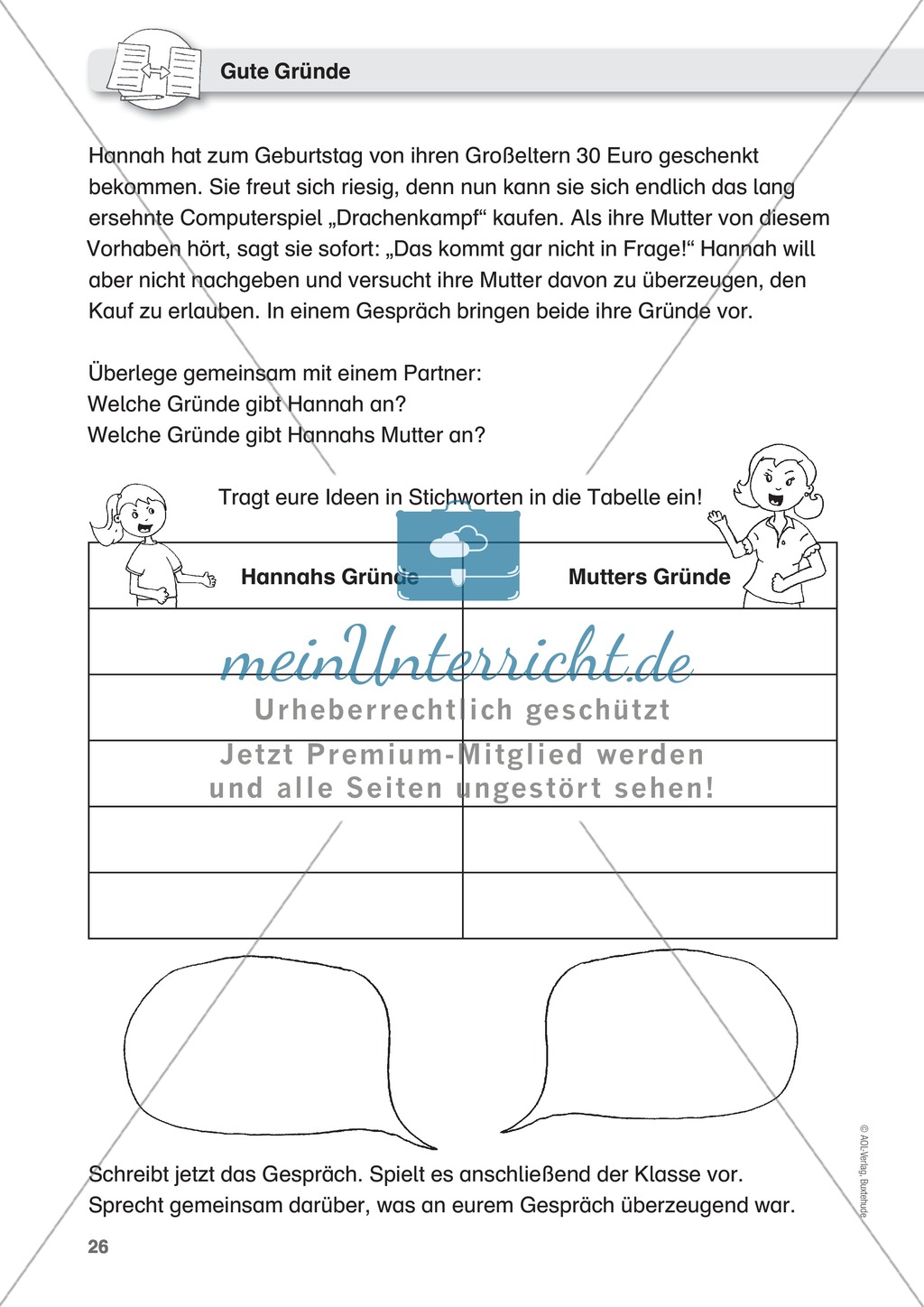 Dialoge schreiben - Missverständnisse und Gründe, Schatzwortkiste "sagen", Merkmale eines gelungenen Gesprächs Preview 2