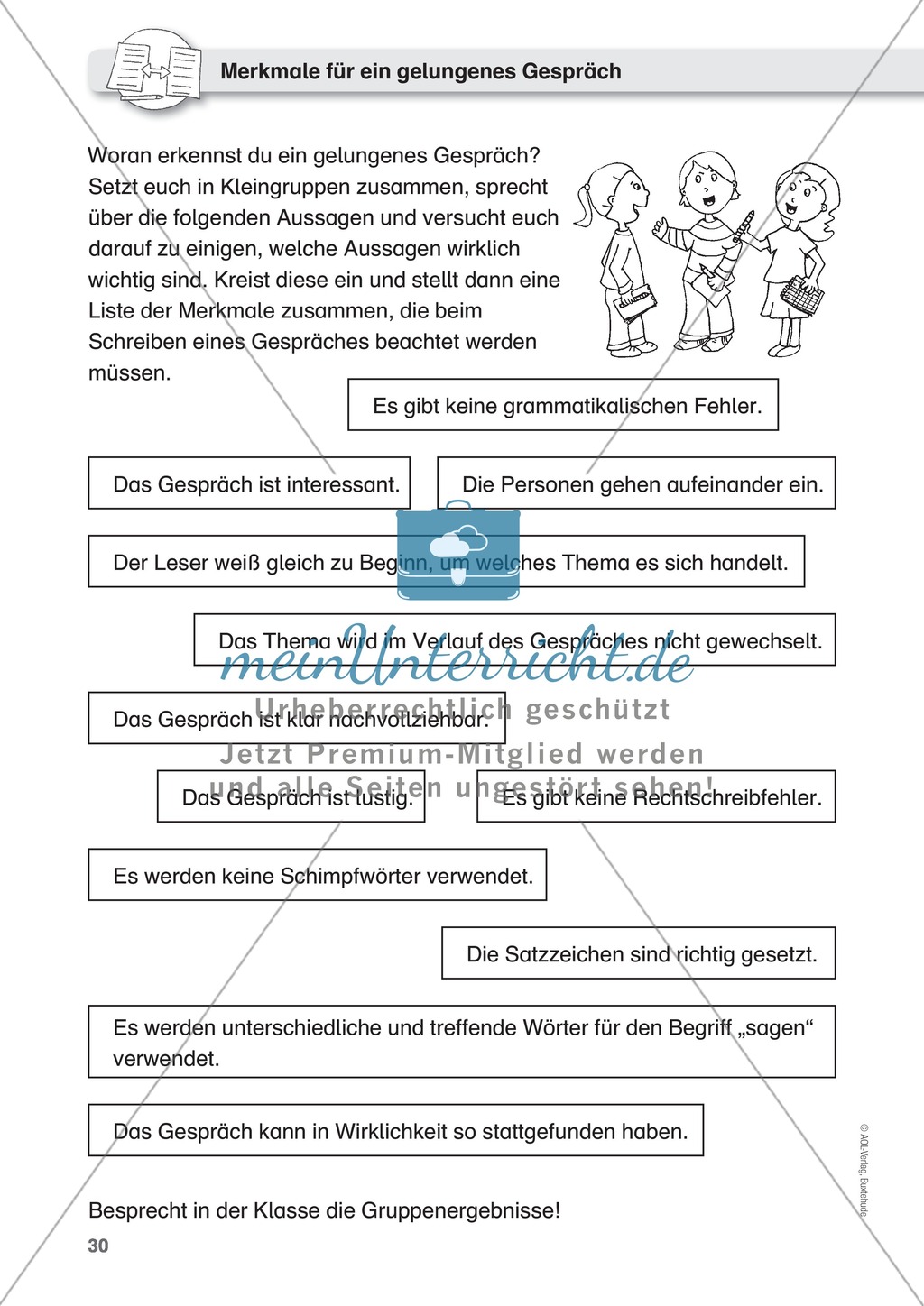 Dialoge schreiben - Missverständnisse und Gründe, Schatzwortkiste "sagen", Merkmale eines gelungenen Gesprächs Preview 6