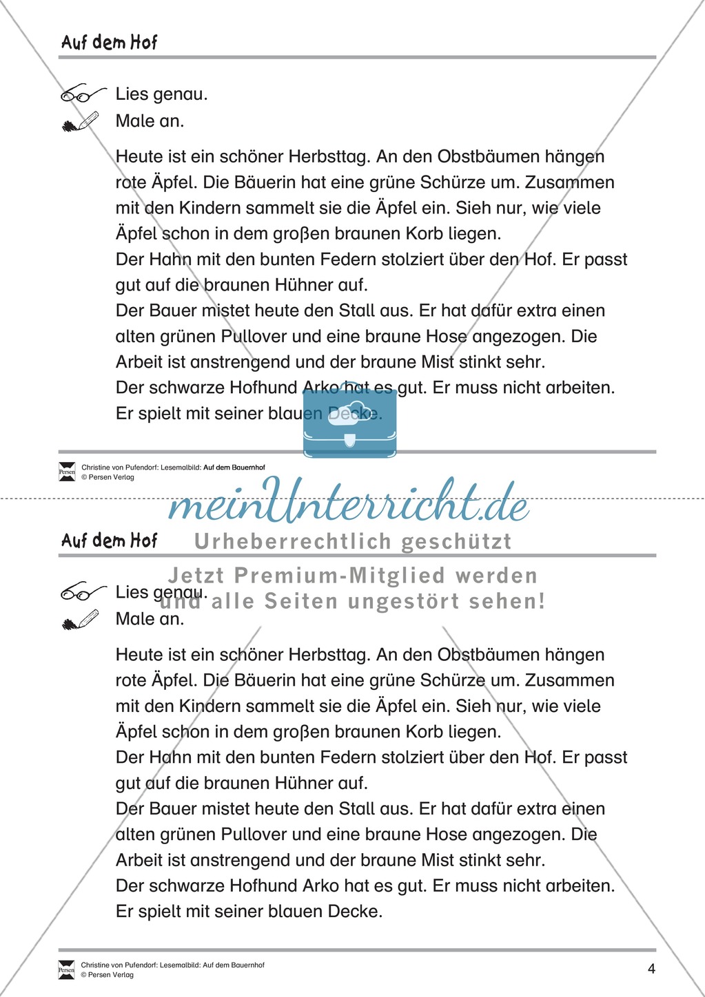 Sinnentnehmendes Lebes üben: Lesemalbild
