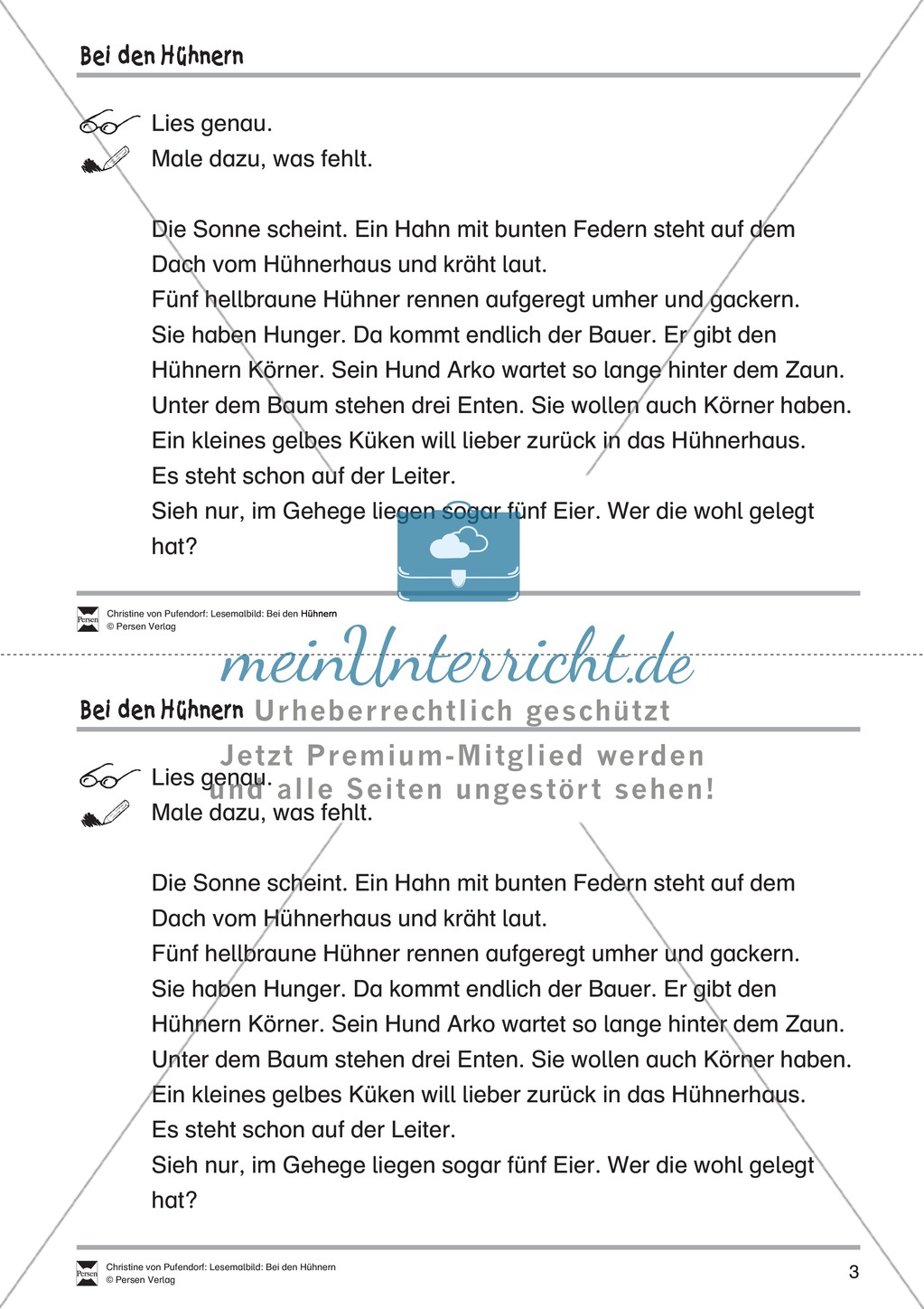 Sinnentnehmendes Lesen üben: Lesemalbild