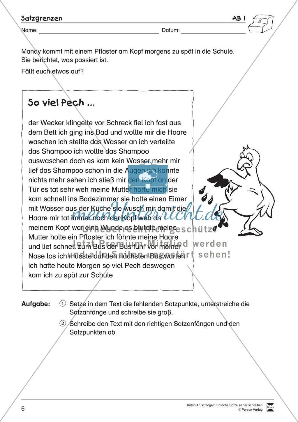 Einfache Sätze richtig schreiben: Übungsblätter zu Satzgrenzen Preview 2