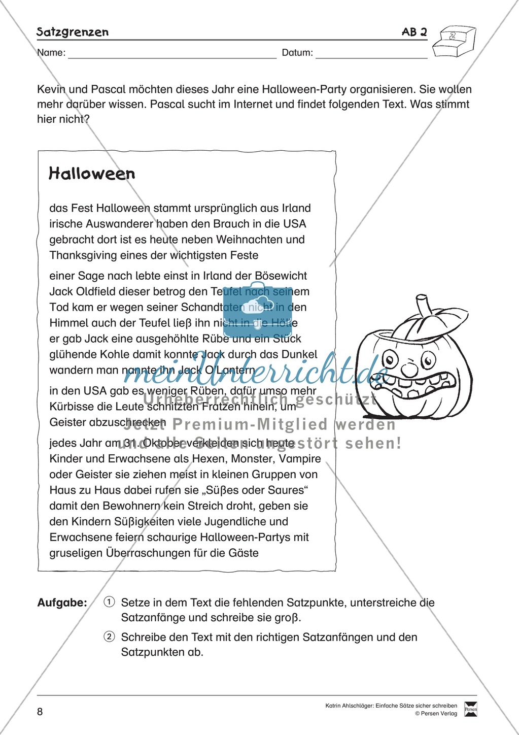 Einfache Sätze richtig schreiben: Übungsblätter zu Satzgrenzen Preview 4