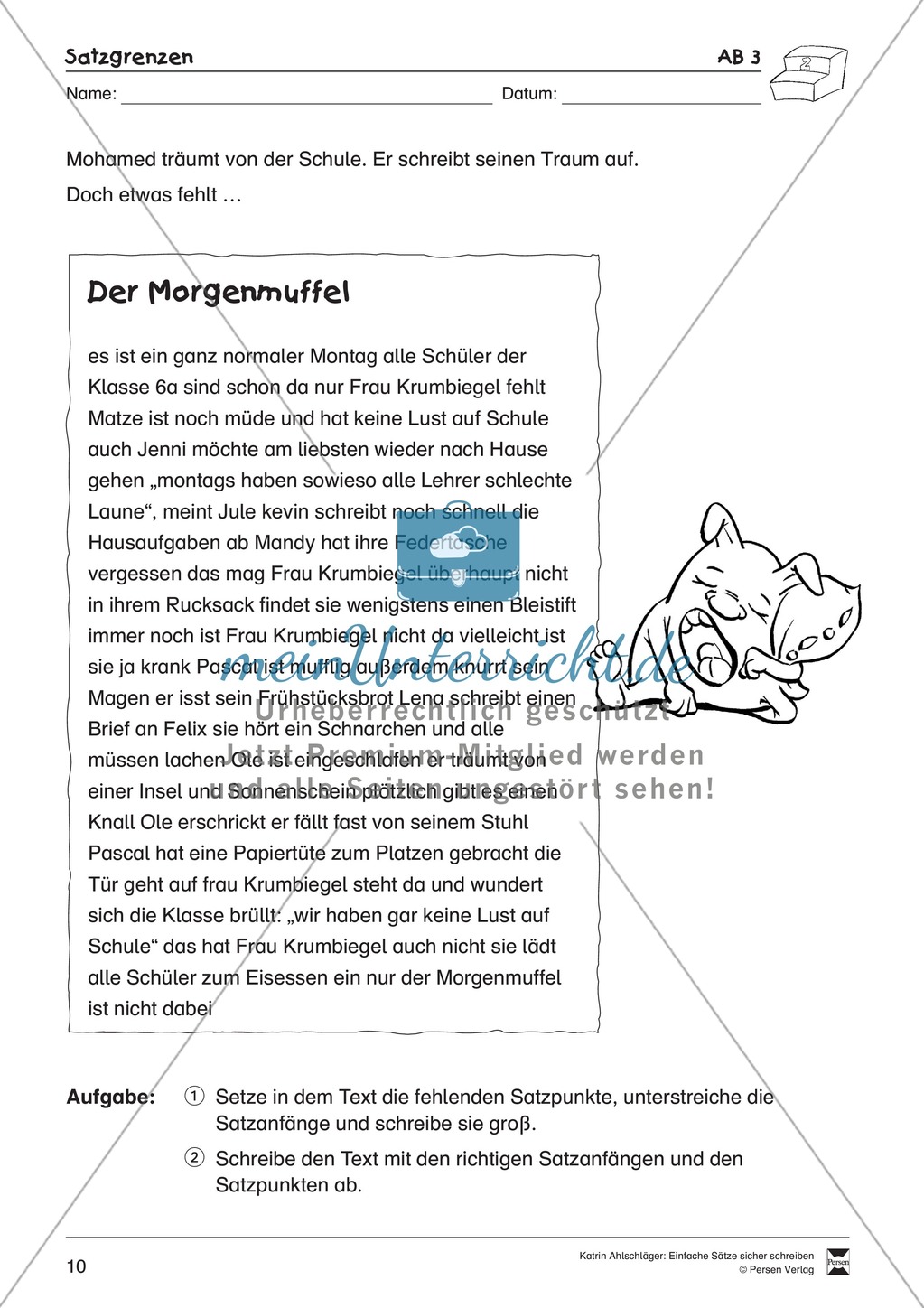 Einfache Sätze richtig schreiben: Übungsblätter zu Satzgrenzen Preview 6
