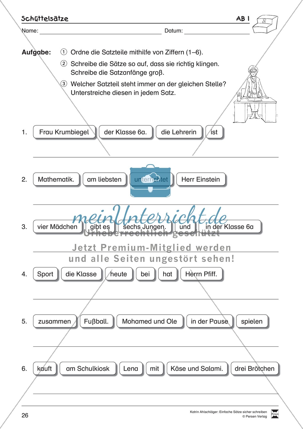 Einfache Sätze richtig schreiben: Übungsblätter zu Schüttelsätzen Preview 2