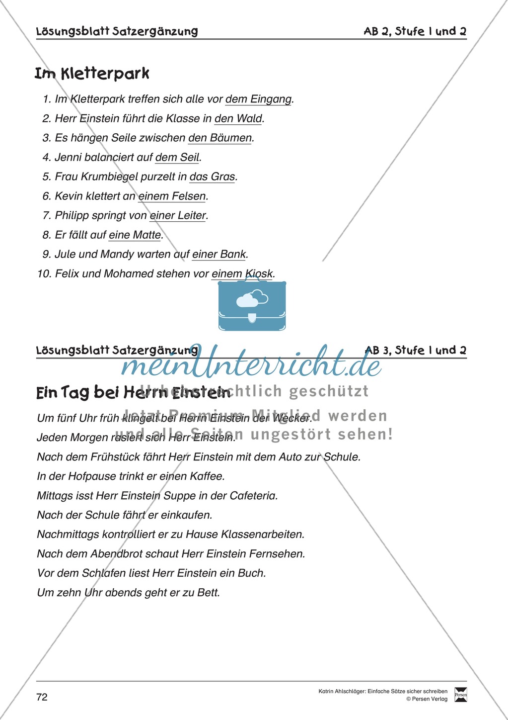 Einfache Sätze richtig schreiben: Übungsblätter zu Satzergänzungen Preview 10