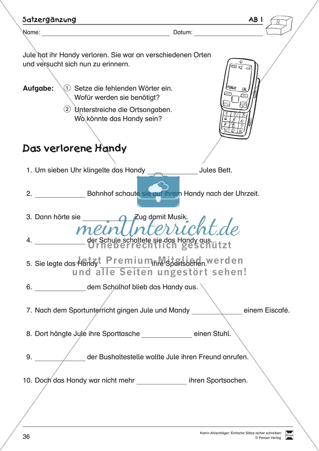 Einfache Sätze richtig schreiben: Übungsblätter zu Satzergänzungen Preview 2