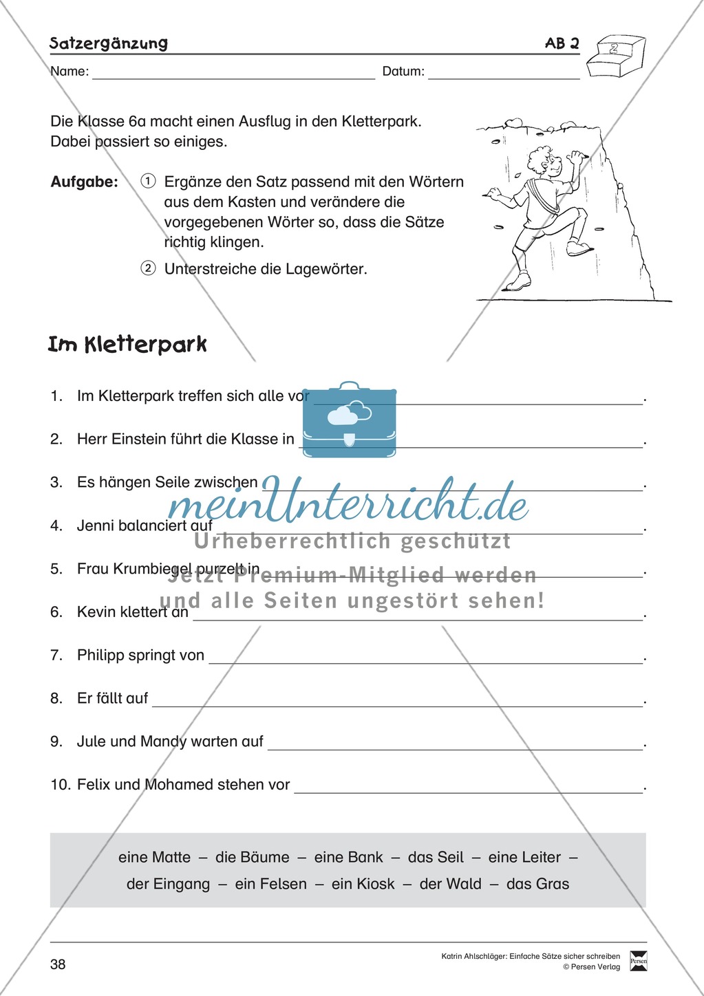 Einfache Sätze richtig schreiben: Übungsblätter zu Satzergänzungen Preview 4