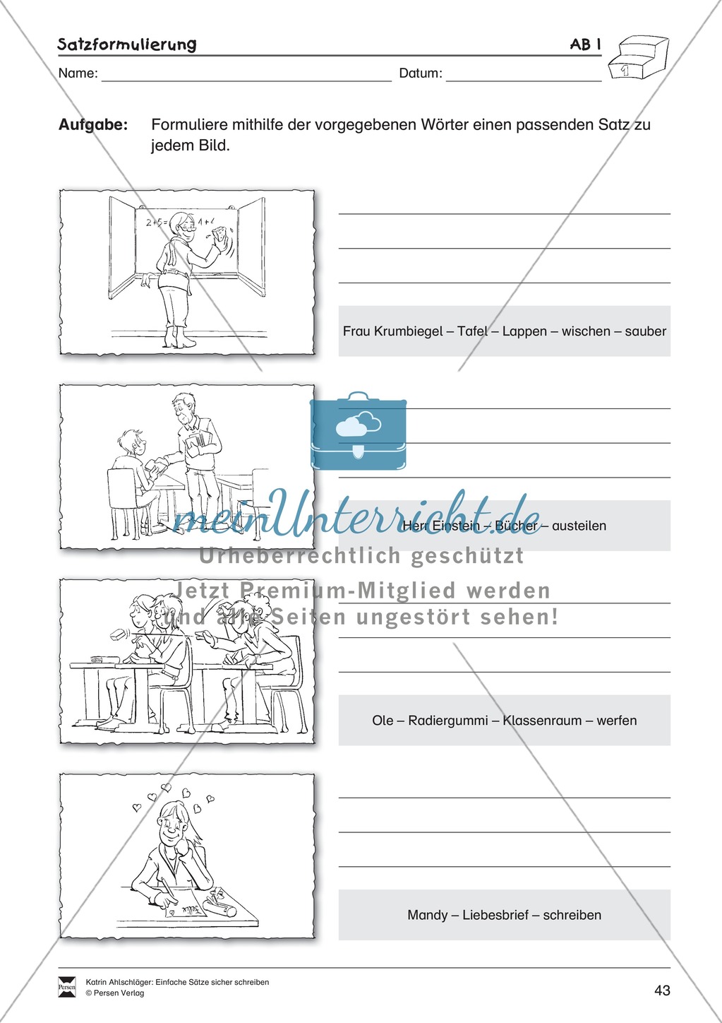 Einfache Sätze richtig schreiben: Übungsblätter zu Satzformulierungen Preview 1