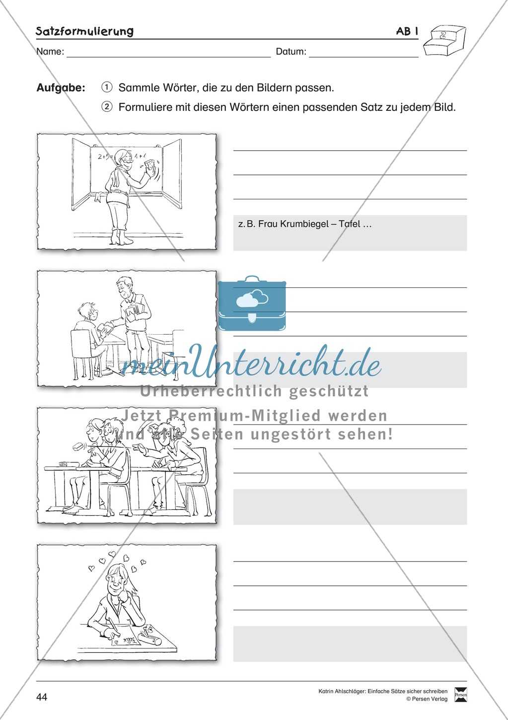 Einfache Sätze richtig schreiben: Übungsblätter zu Satzformulierungen Preview 2