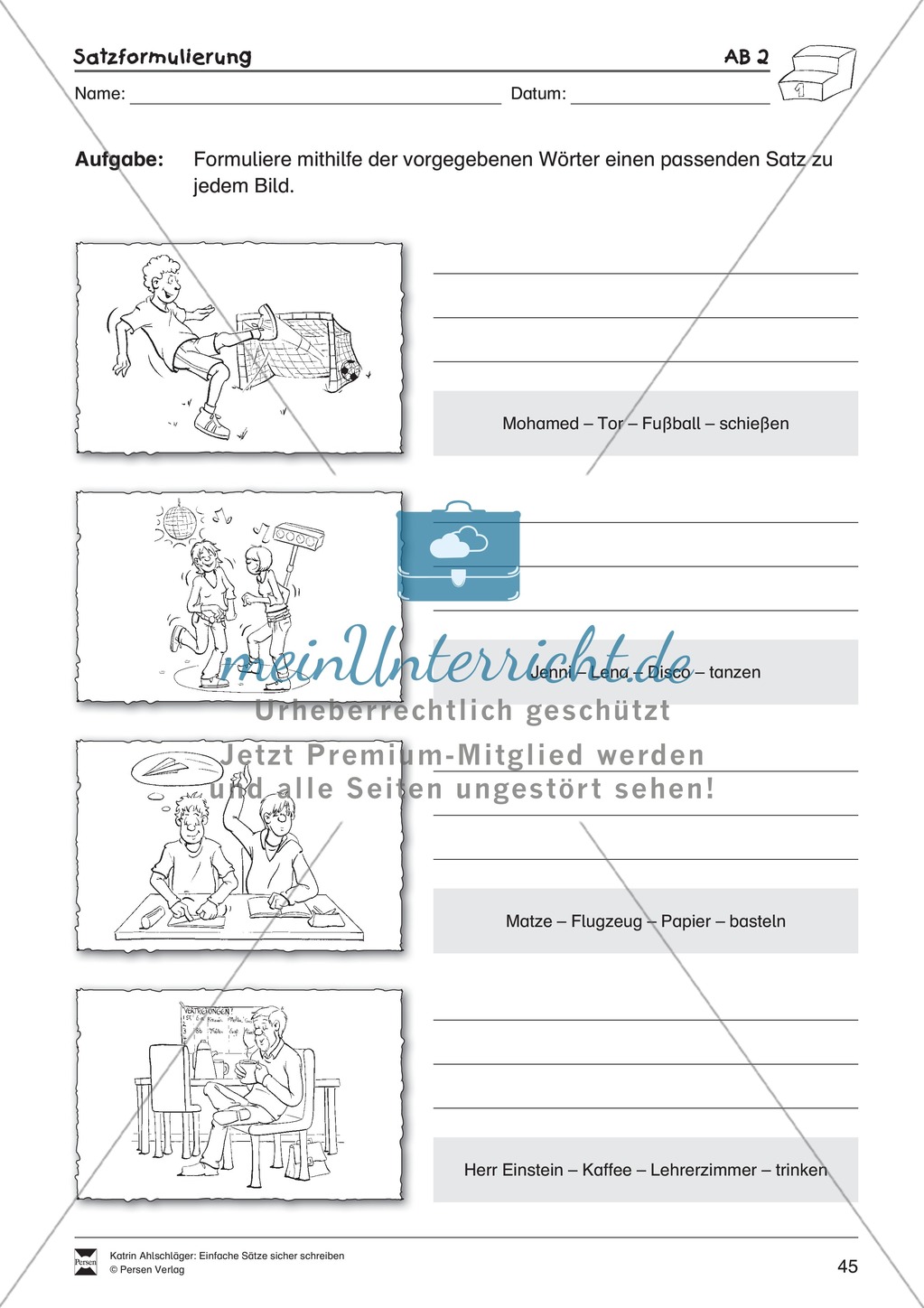 Einfache Sätze richtig schreiben: Übungsblätter zu Satzformulierungen Preview 3