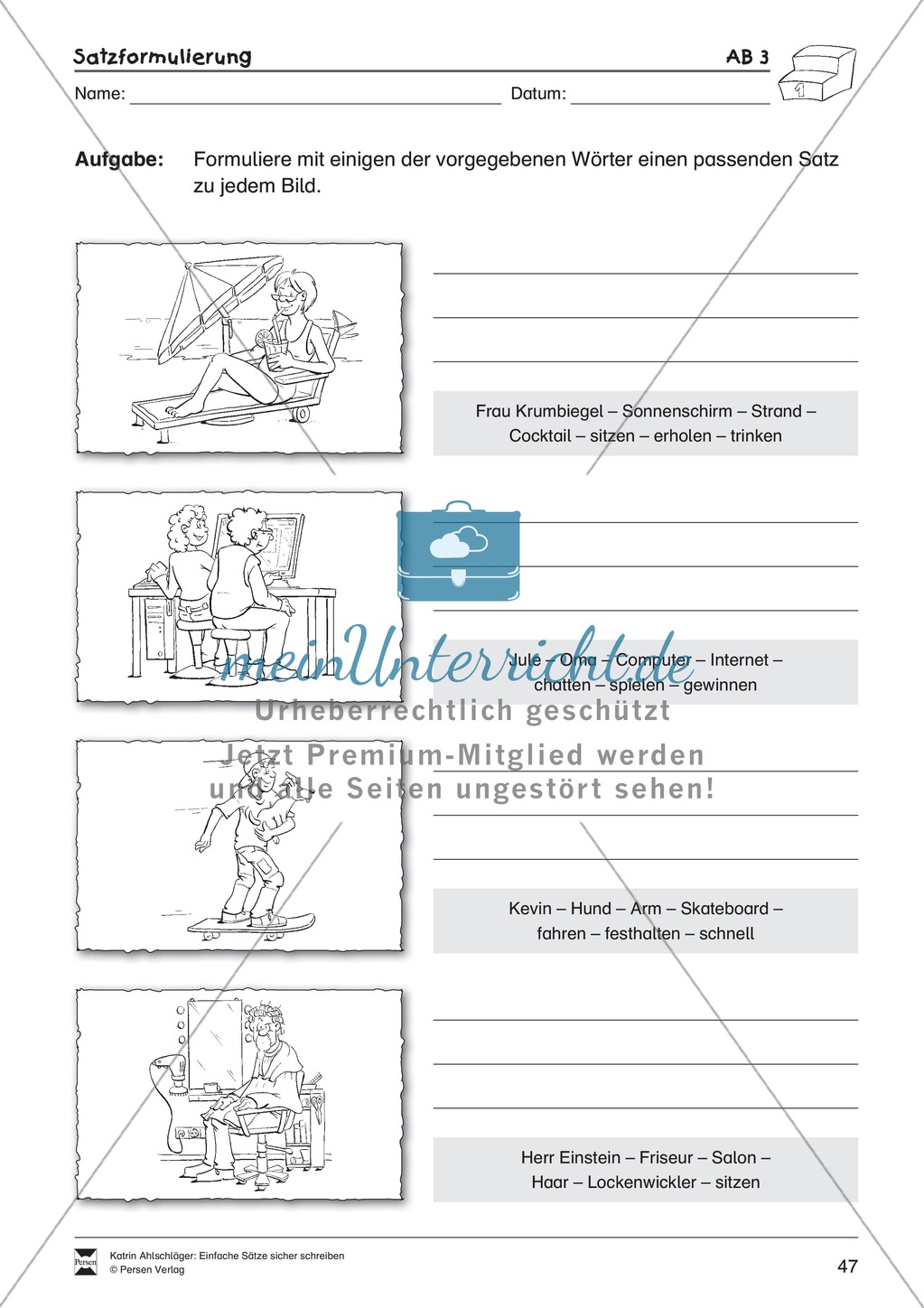 Einfache Sätze richtig schreiben: Übungsblätter zu Satzformulierungen Preview 5