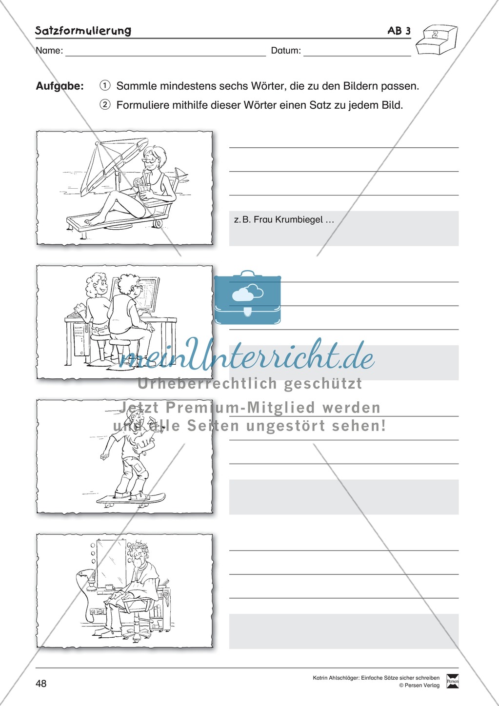 Einfache Sätze richtig schreiben: Übungsblätter zu Satzformulierungen Preview 6