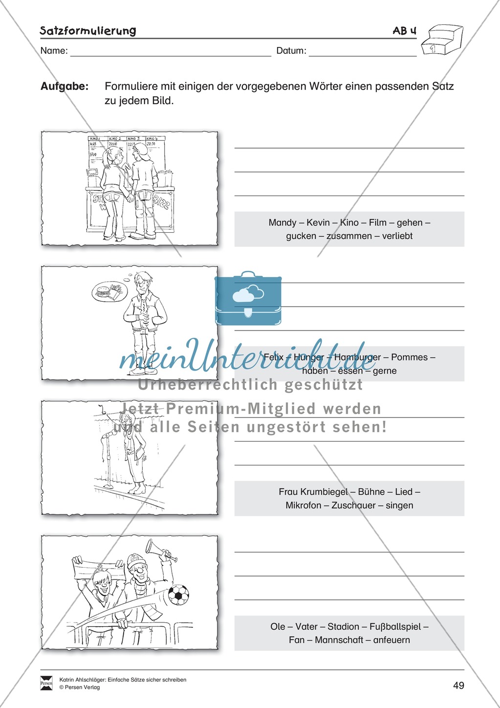 Einfache Sätze richtig schreiben: Übungsblätter zu Satzformulierungen Preview 7