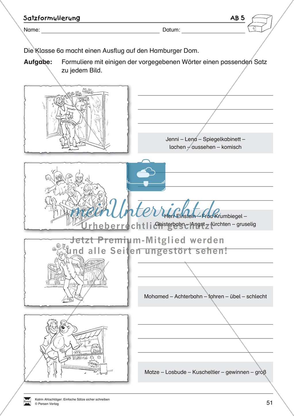 Einfache Sätze richtig schreiben: Übungsblätter zu Satzformulierungen Preview 9