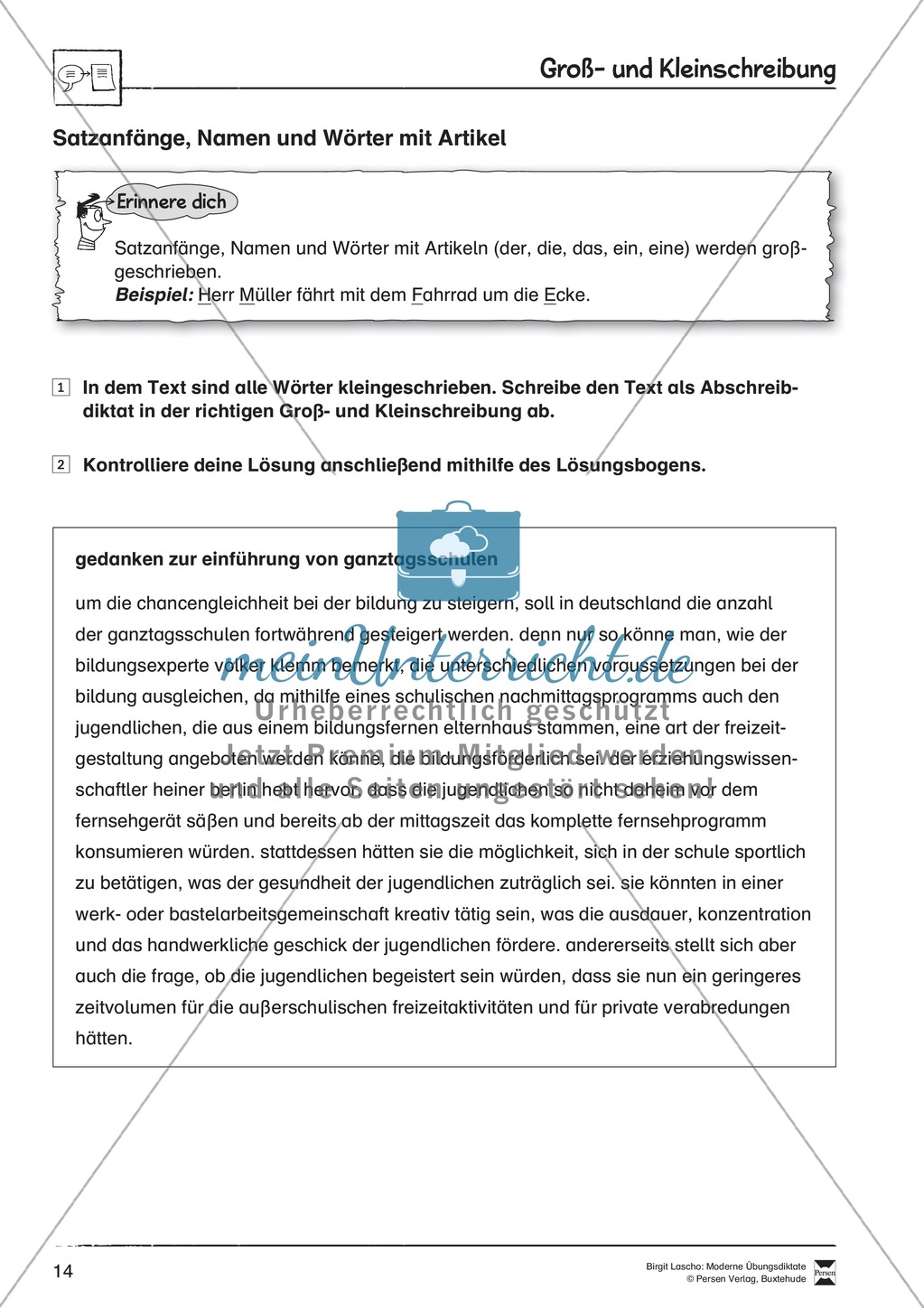 Übungsdiktate zum Üben von Groß- und Kleinschreibung durchführen Preview 1