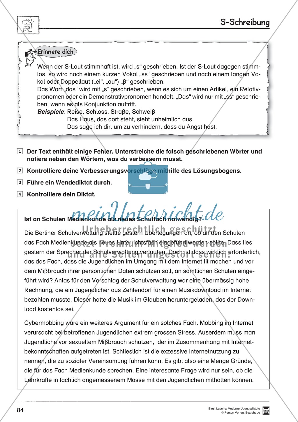 Fehlerdiktate zum Üben von S-Schreibung durchführen Preview 1