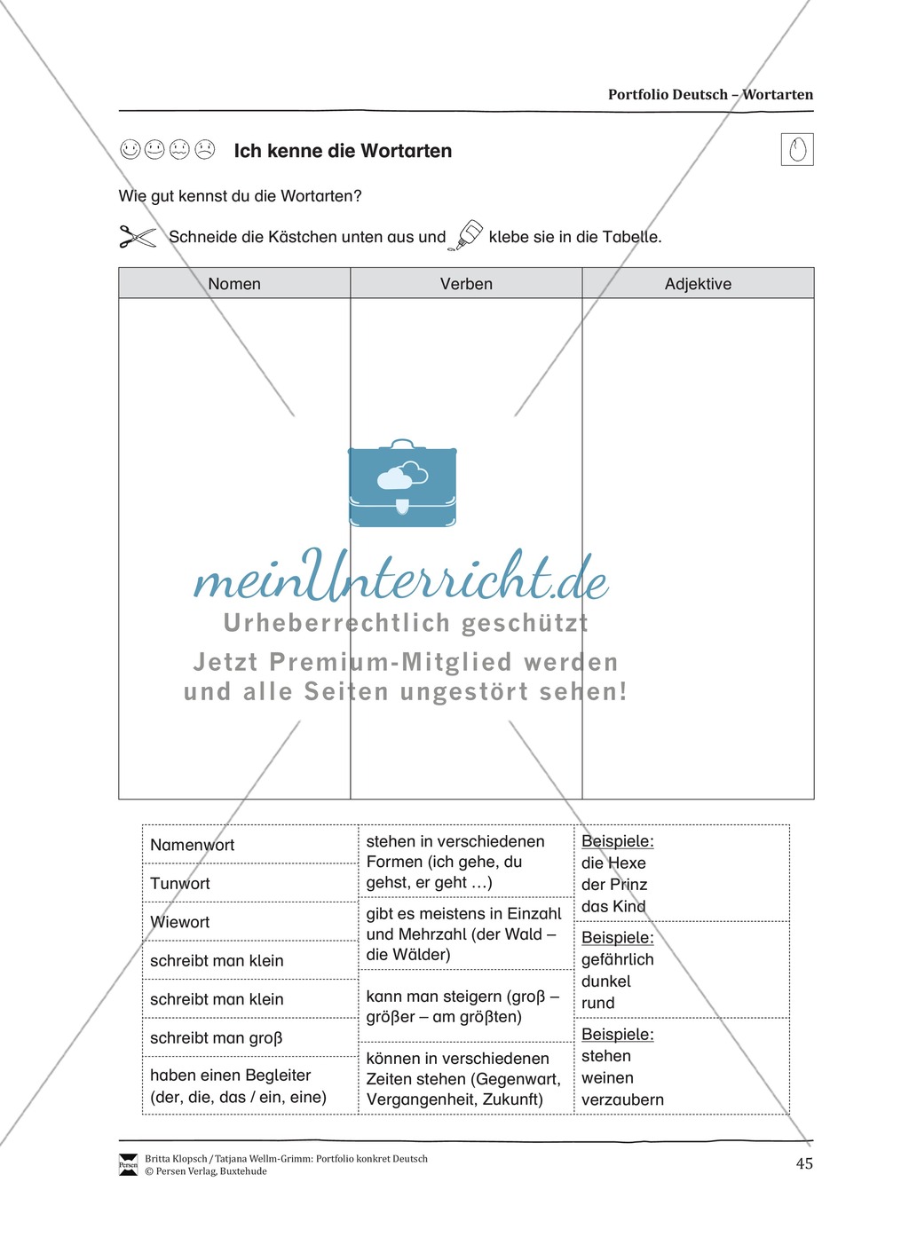 Kopiervorlagen für den Themenbereich Wortarten Preview 3