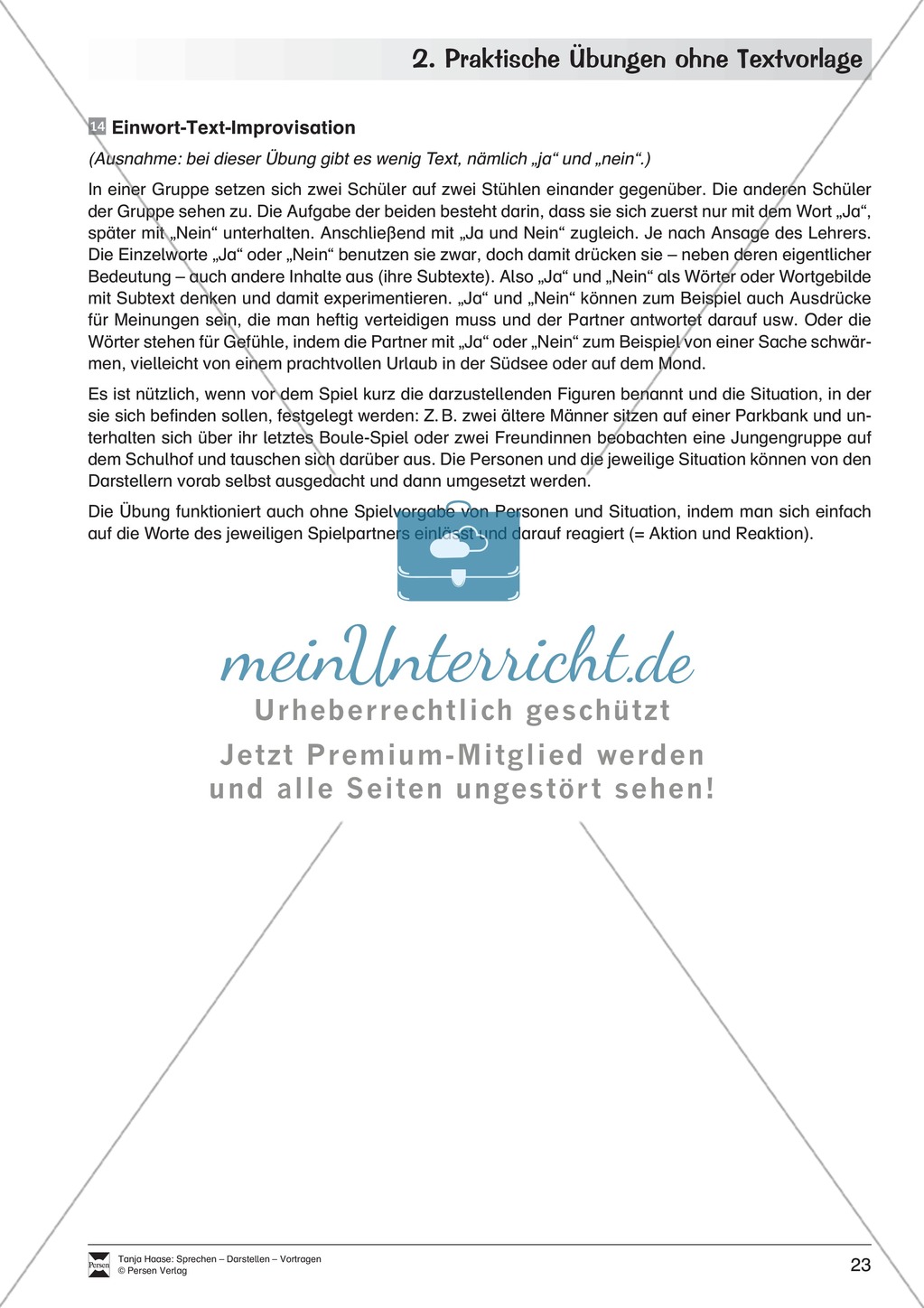 Szenische Übungen ohne Textvorlage: Sprachübungen + Spielübungen + Übungen zur Selbstpräsentation Preview 16