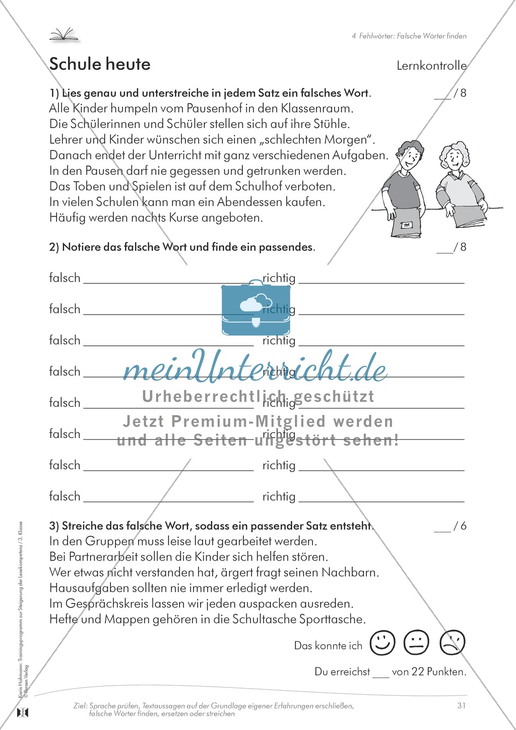 Lesekompetenz aufbauen: Falsche Wörter finden Preview 6