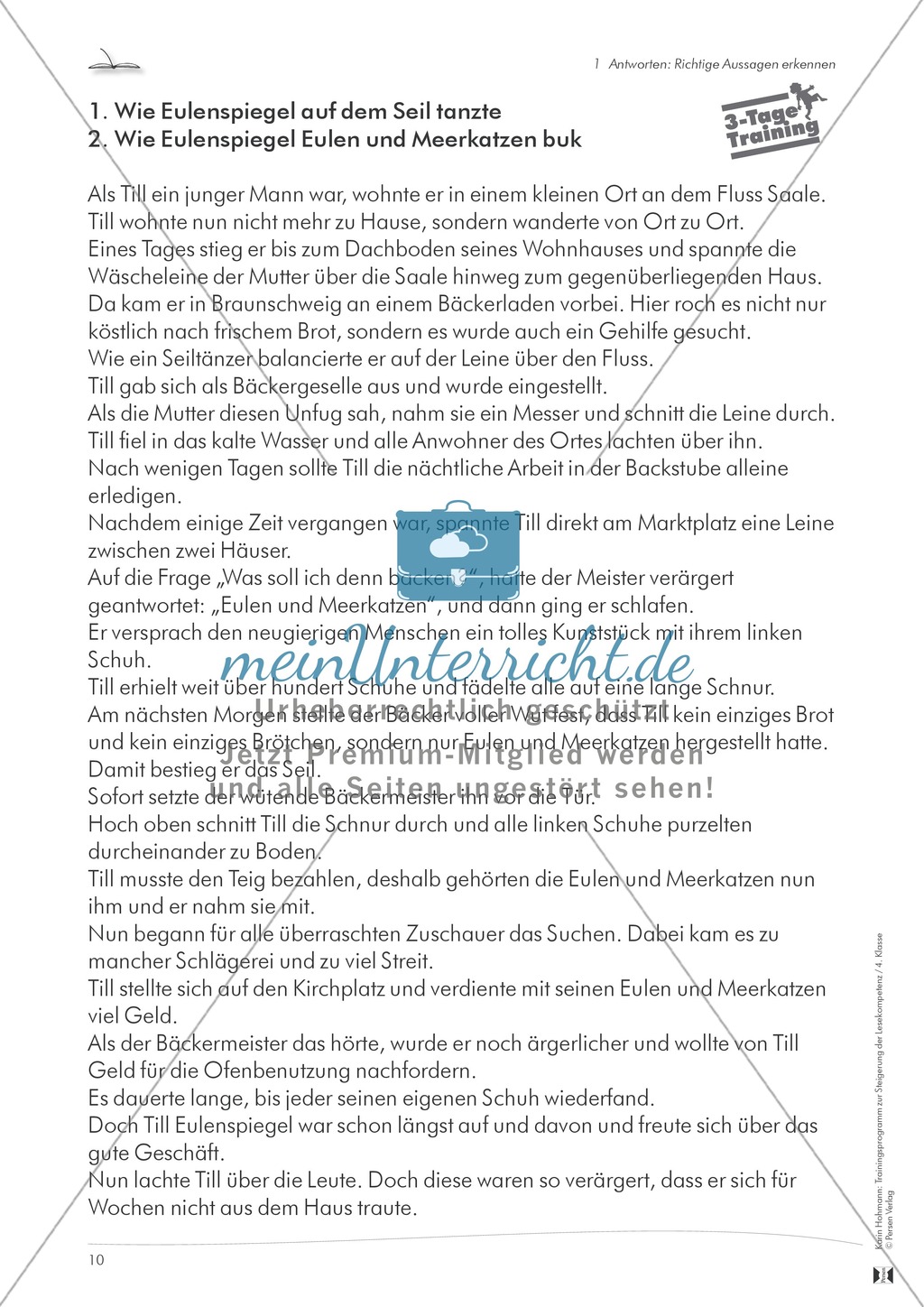 Lesekompetenz aufbauen - richtige Aussagen erkennen: Till Eulenspiegel Preview 5
