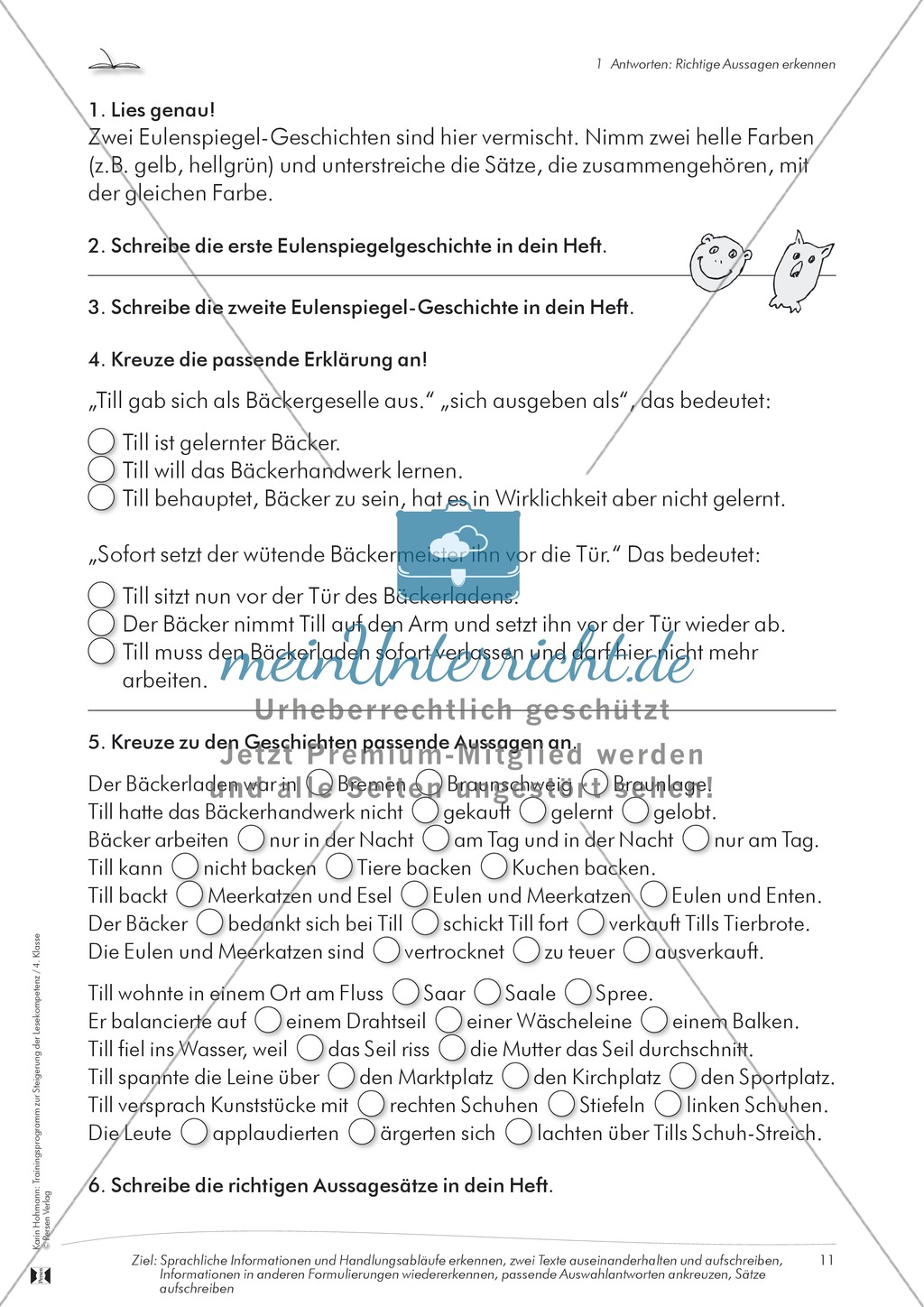 Lesekompetenz aufbauen - richtige Aussagen erkennen: Till Eulenspiegel Preview 6