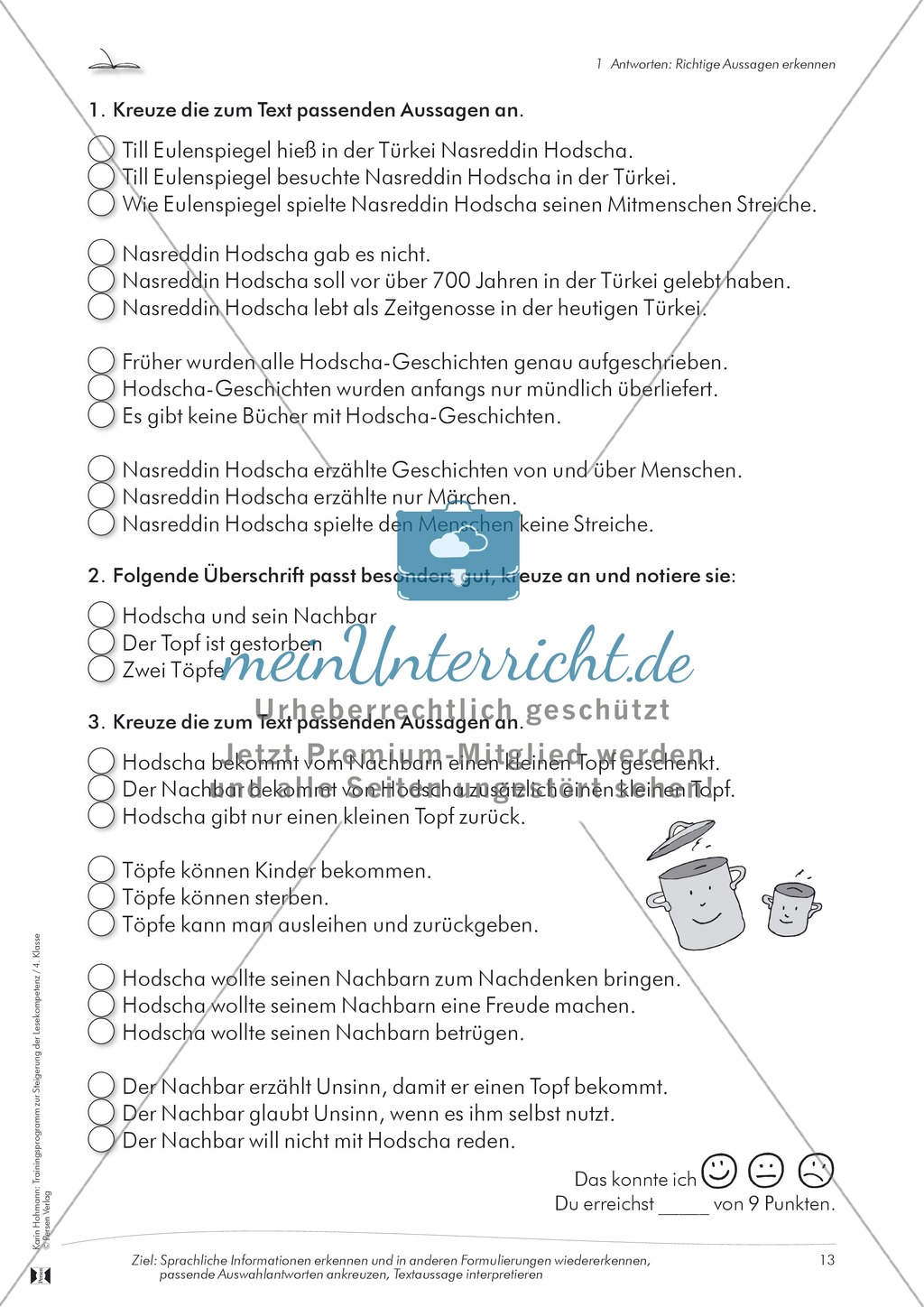 Lesekompetenz aufbauen - richtige Aussagen erkennen: Till Eulenspiegel Preview 8