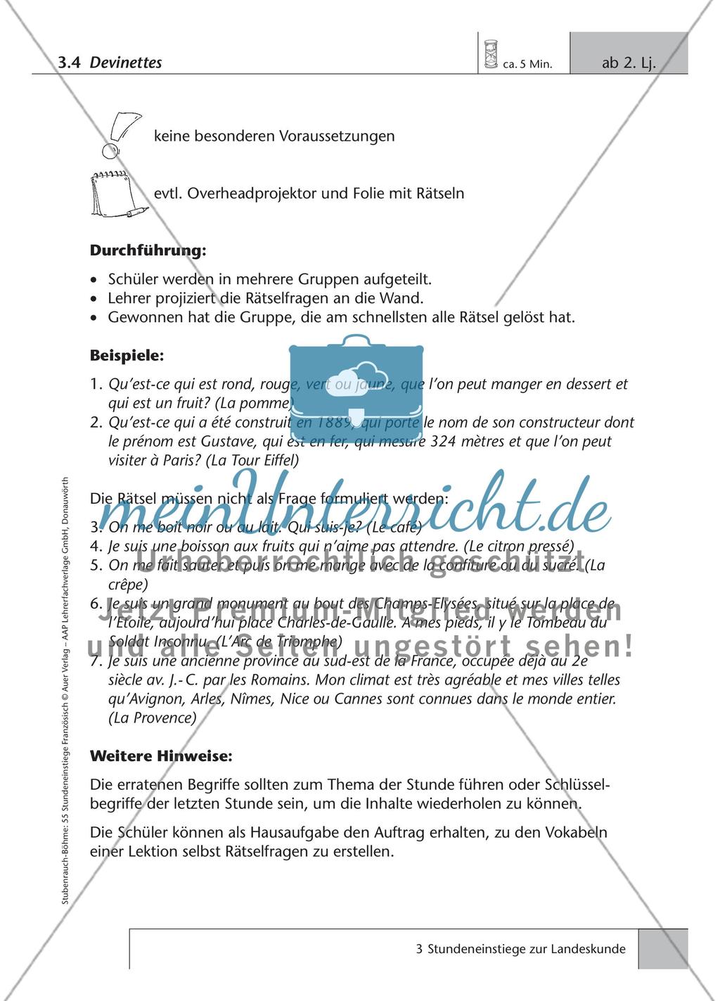 Stundeneinstiege Französisch Landeskunde Preview 7