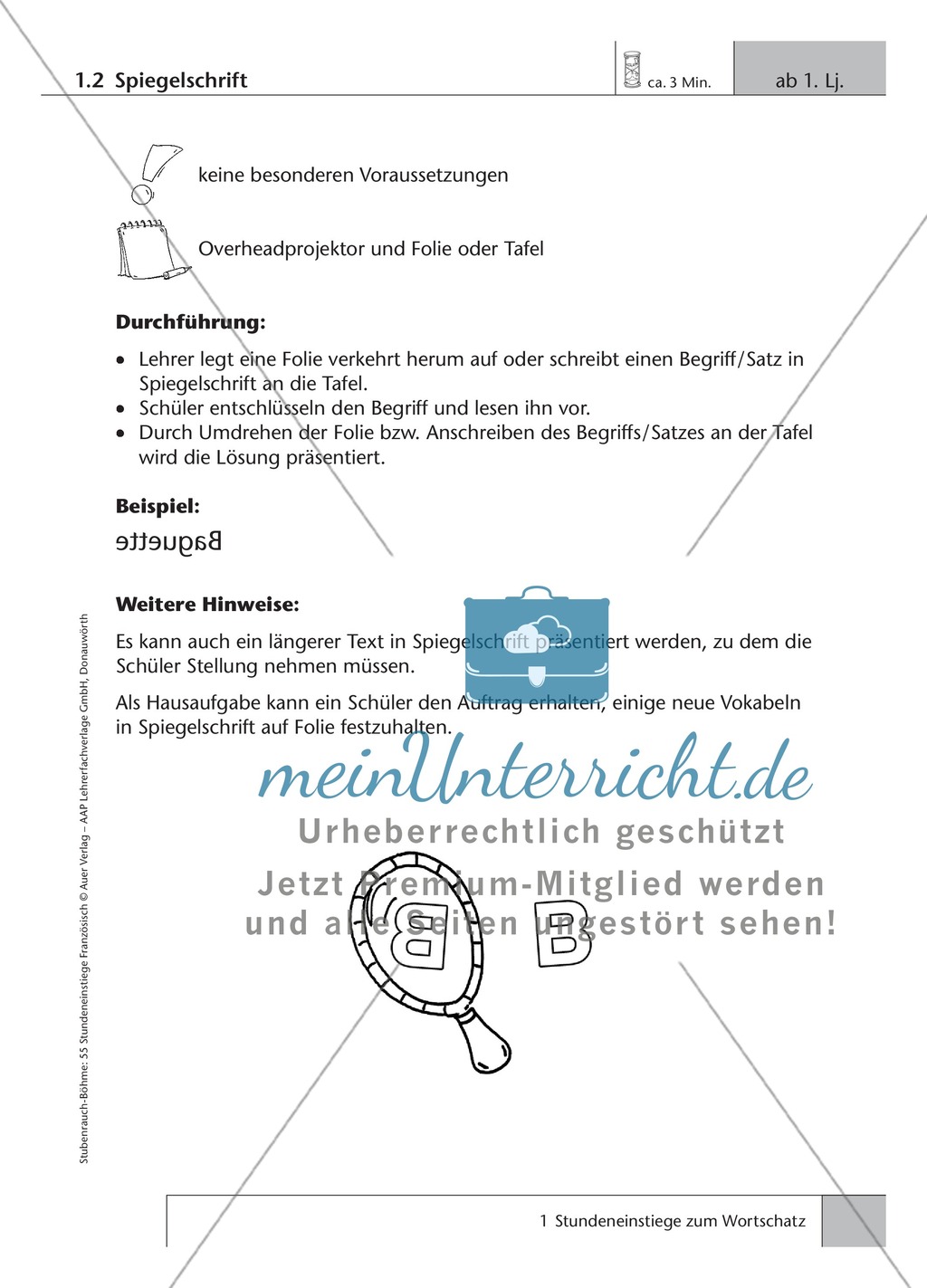 5-minütige Stundeneinstiege zum Wortschatz ab dem 1.Lernjahr. Preview 2