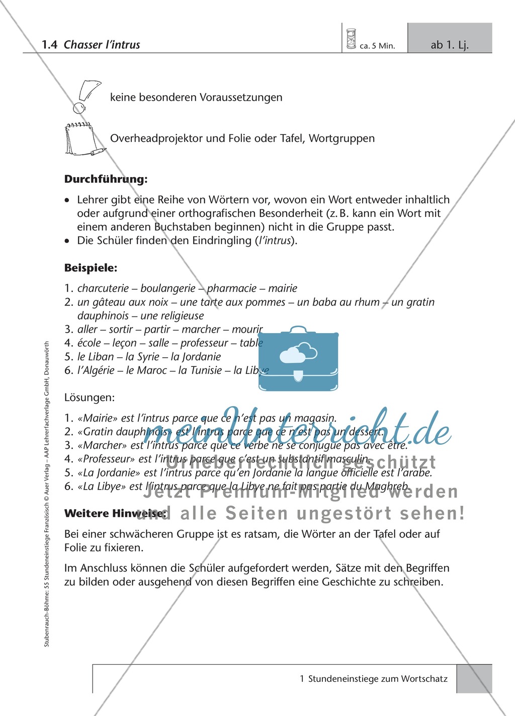 5-minütige Stundeneinstiege zum Wortschatz ab dem 1.Lernjahr. Preview 4