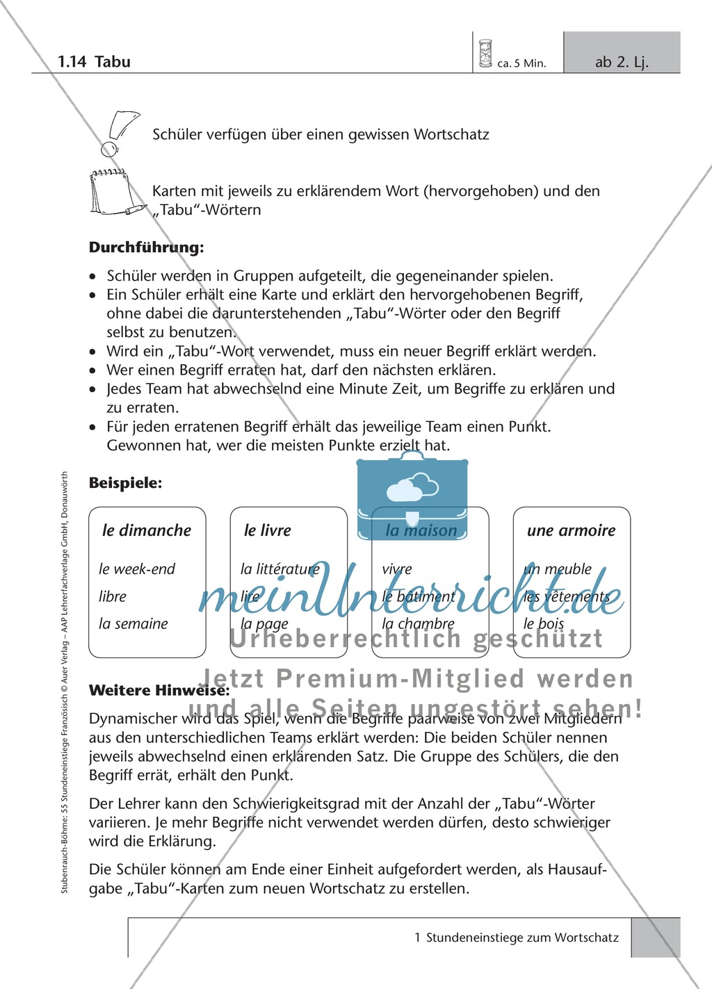 5-münitge Stundeneinstiege zum Wortschatz ab dem 2. Lernjahr. Preview 2