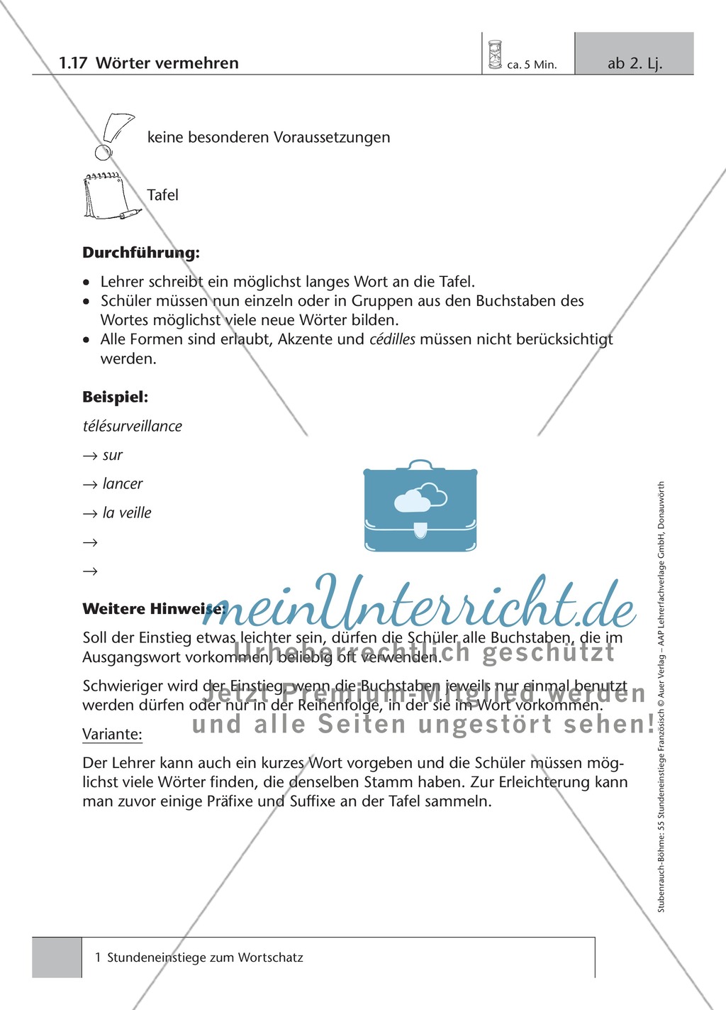 5-münitge Stundeneinstiege zum Wortschatz ab dem 2. Lernjahr. Preview 5
