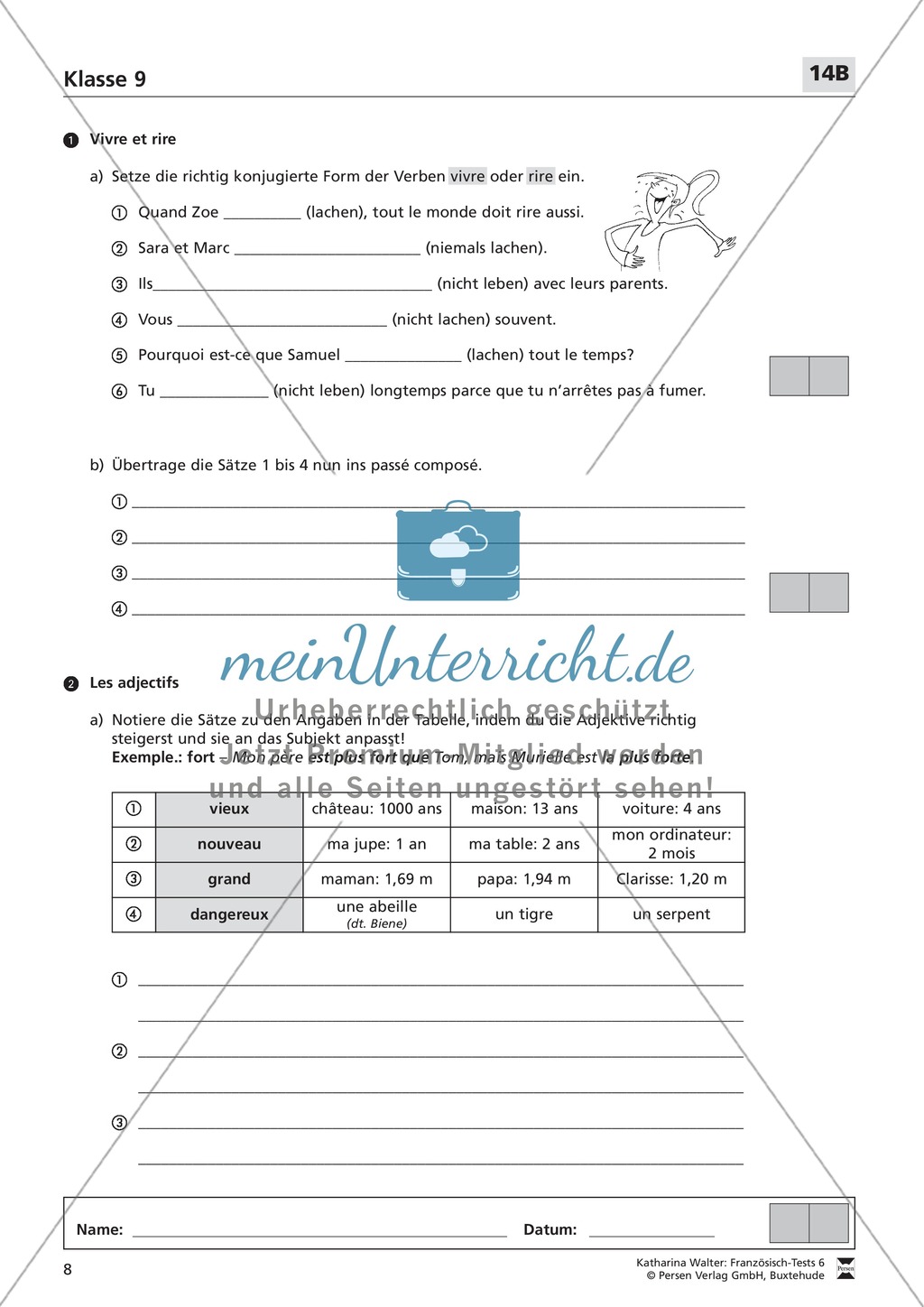 Französischtest für die 9. Klasse (Version 14A+14B) Preview 3