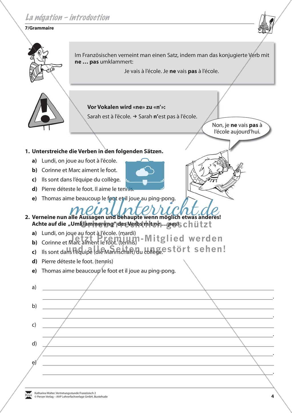 Grammatik für Anfänger: La négation- die Verneinung Preview 1