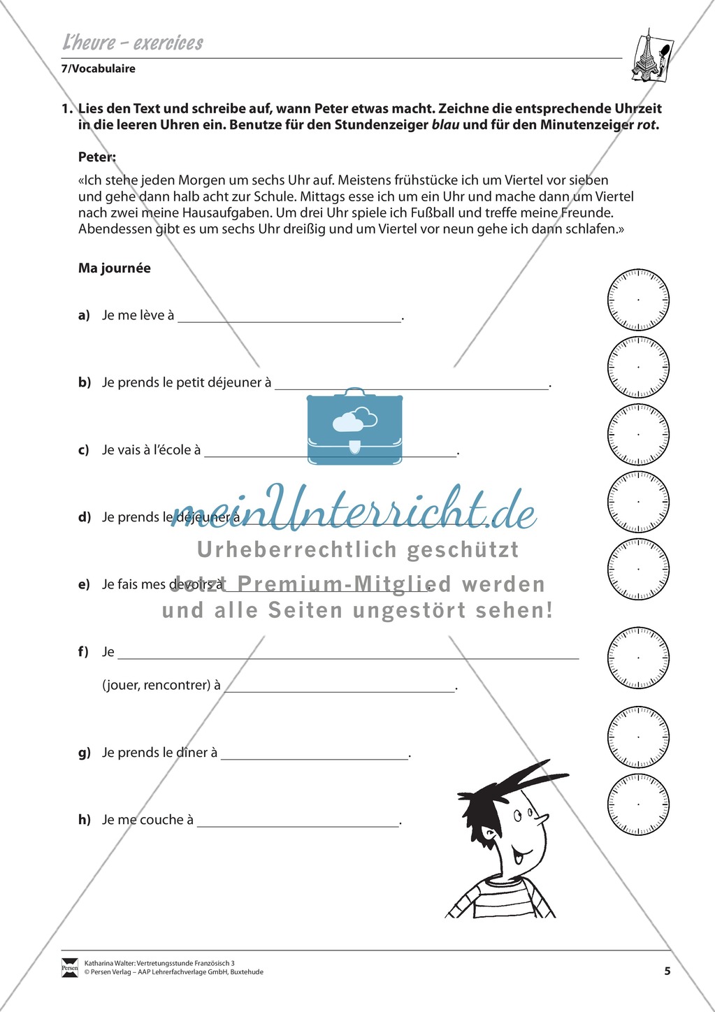 Grammatik für Anfänger: L´ heure- Die Uhrzeit Preview 2