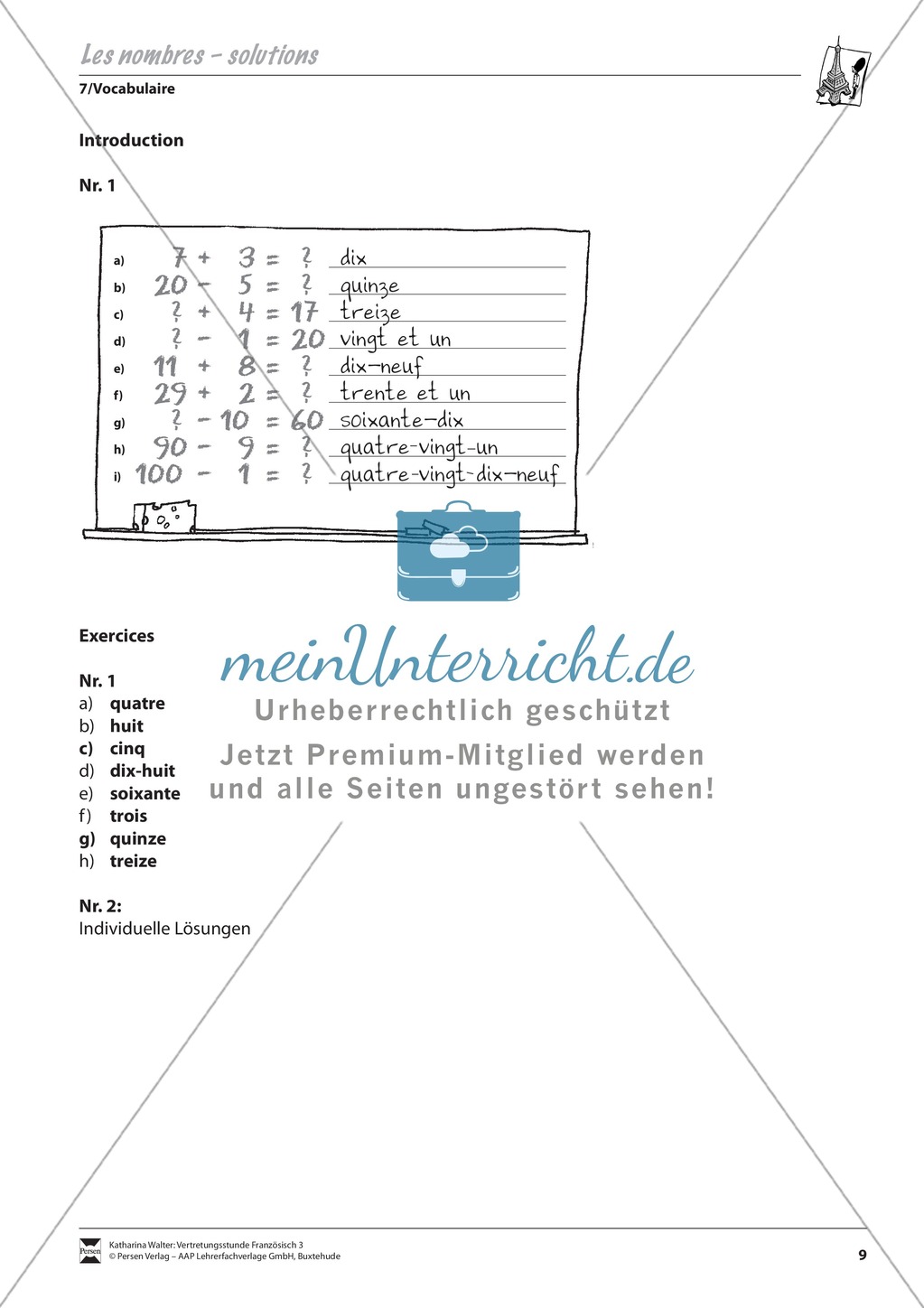 Grammatik für Anfänger: Les nombres- die Zahlen Preview 3