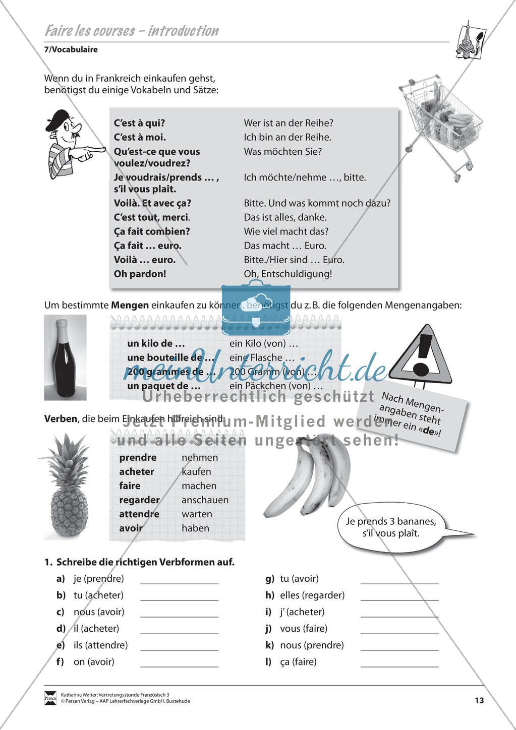 Grammatik für Anfänger: Faire les courses- der Einkauf Preview 1